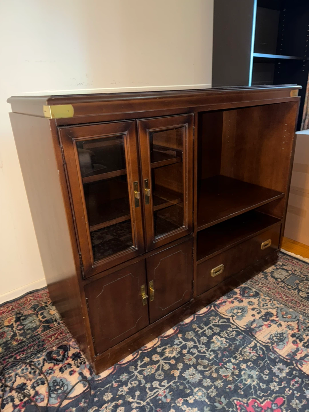 Wooden Display Cabinet with Glass Doors and Drawers - photo 3