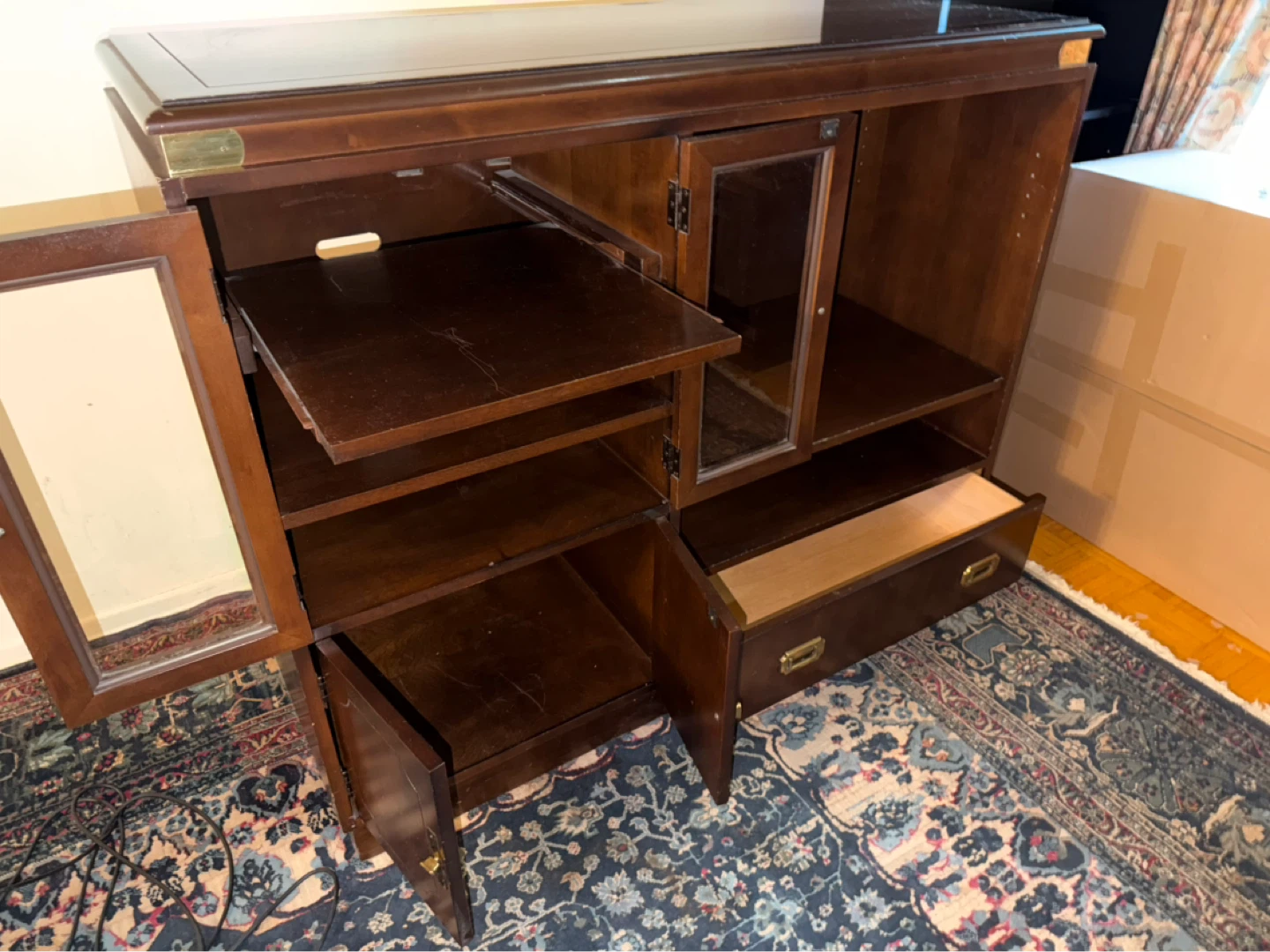 Wooden Display Cabinet with Glass Doors and Drawers - photo 4