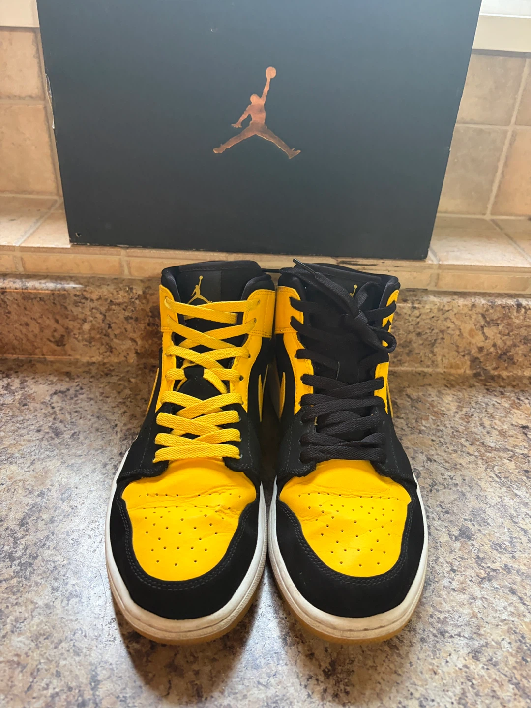 Air Jordan 1 Mid Yellow Black Sneakers - photo 4