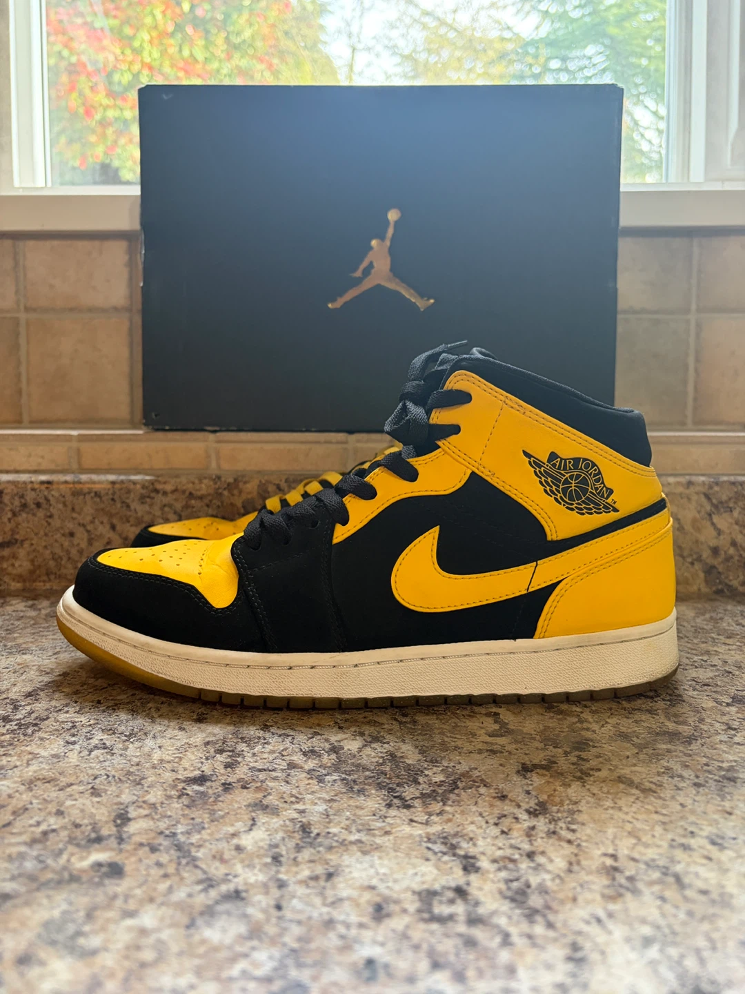 Air Jordan 1 Mid Yellow Black Sneakers - photo 3