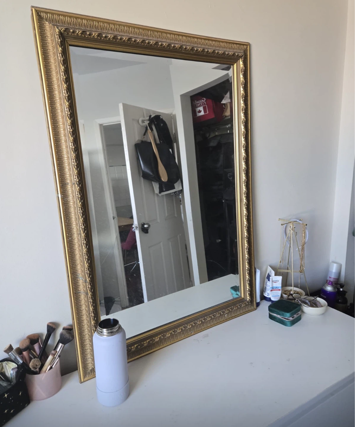Large mirror with gold frame