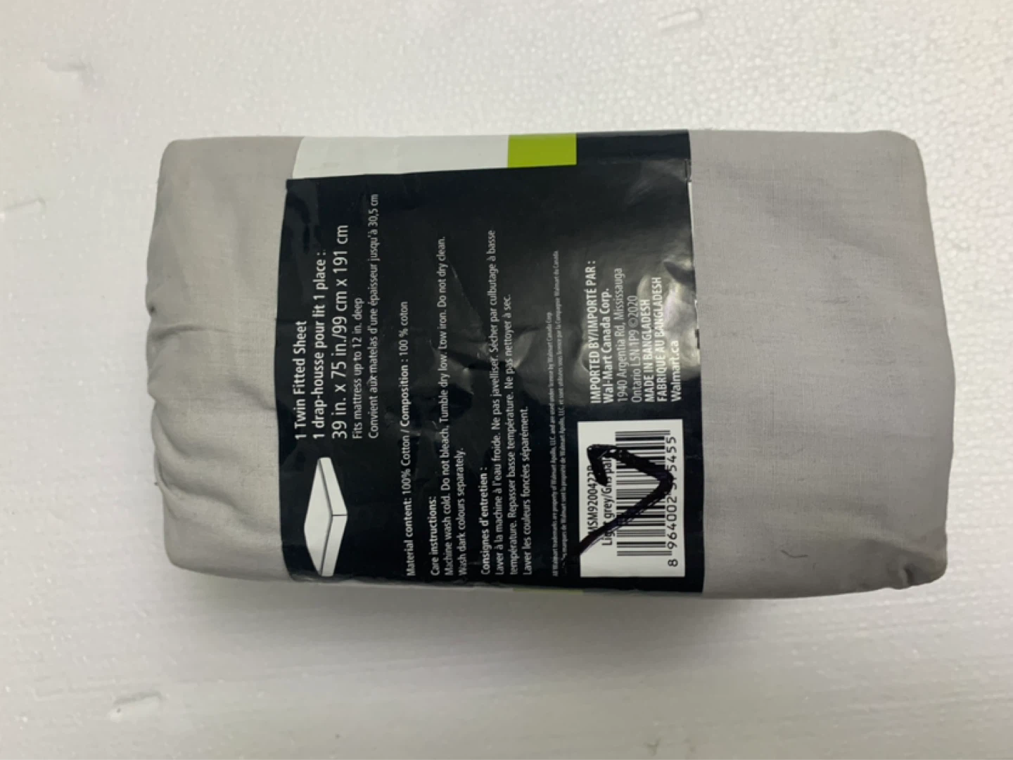 Mainstays Twin Fitted Sheet - Grey - photo 3
