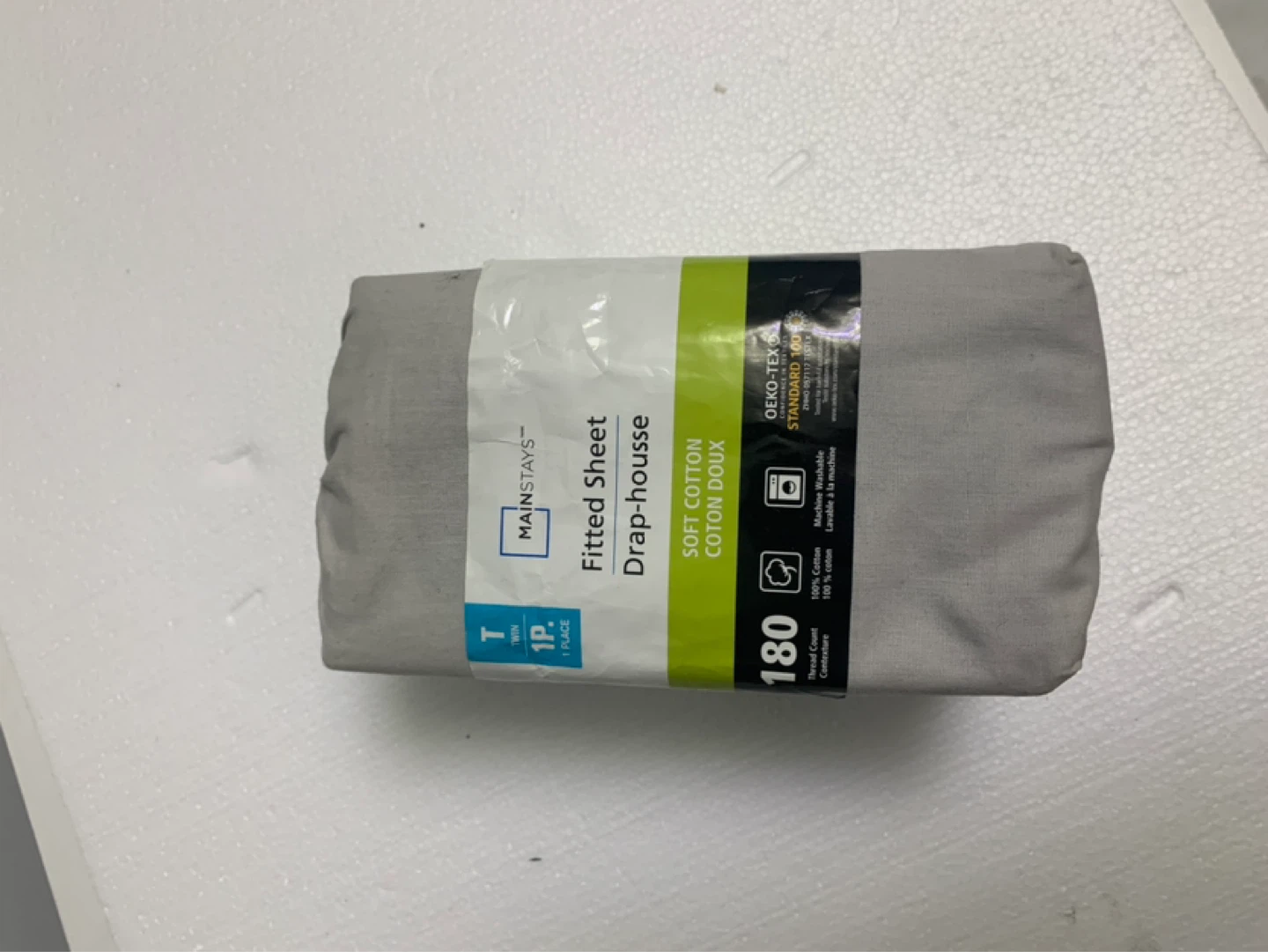 Mainstays Twin Fitted Sheet - Grey - photo 2