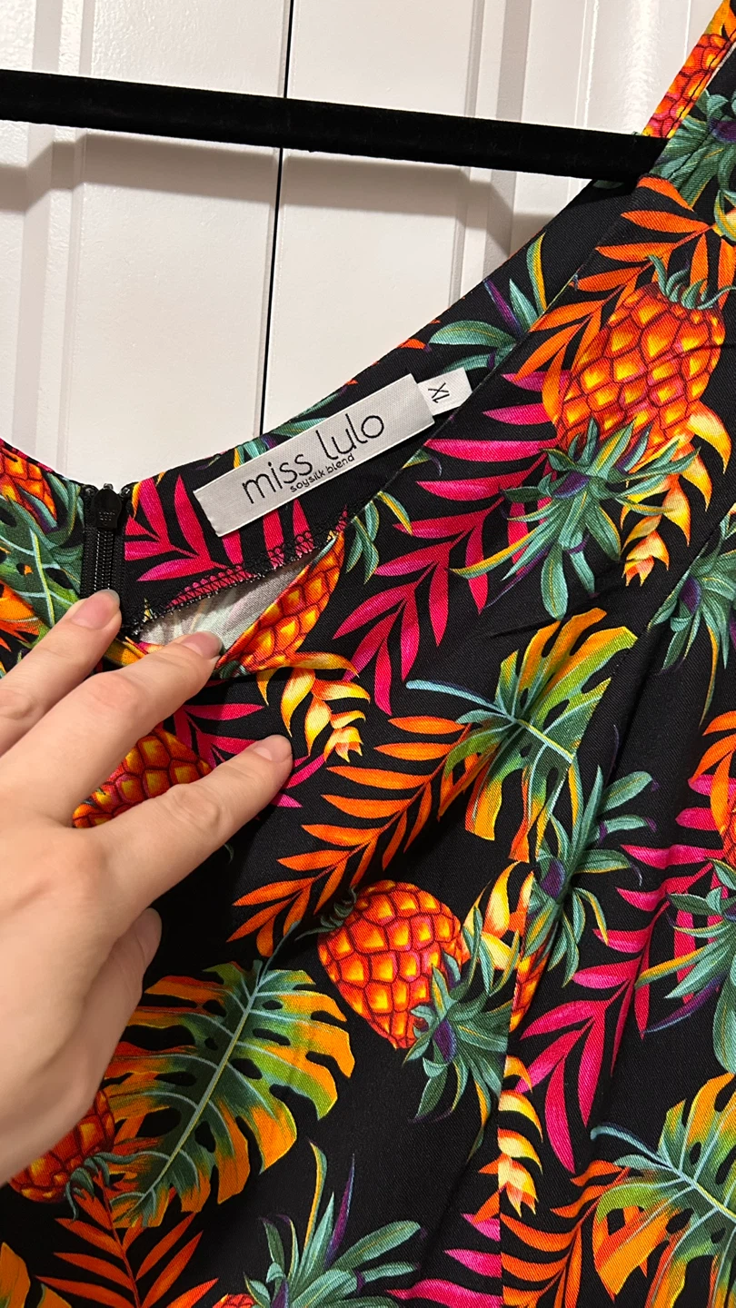 Miss Lulo Pineapple Print Dress 1XL