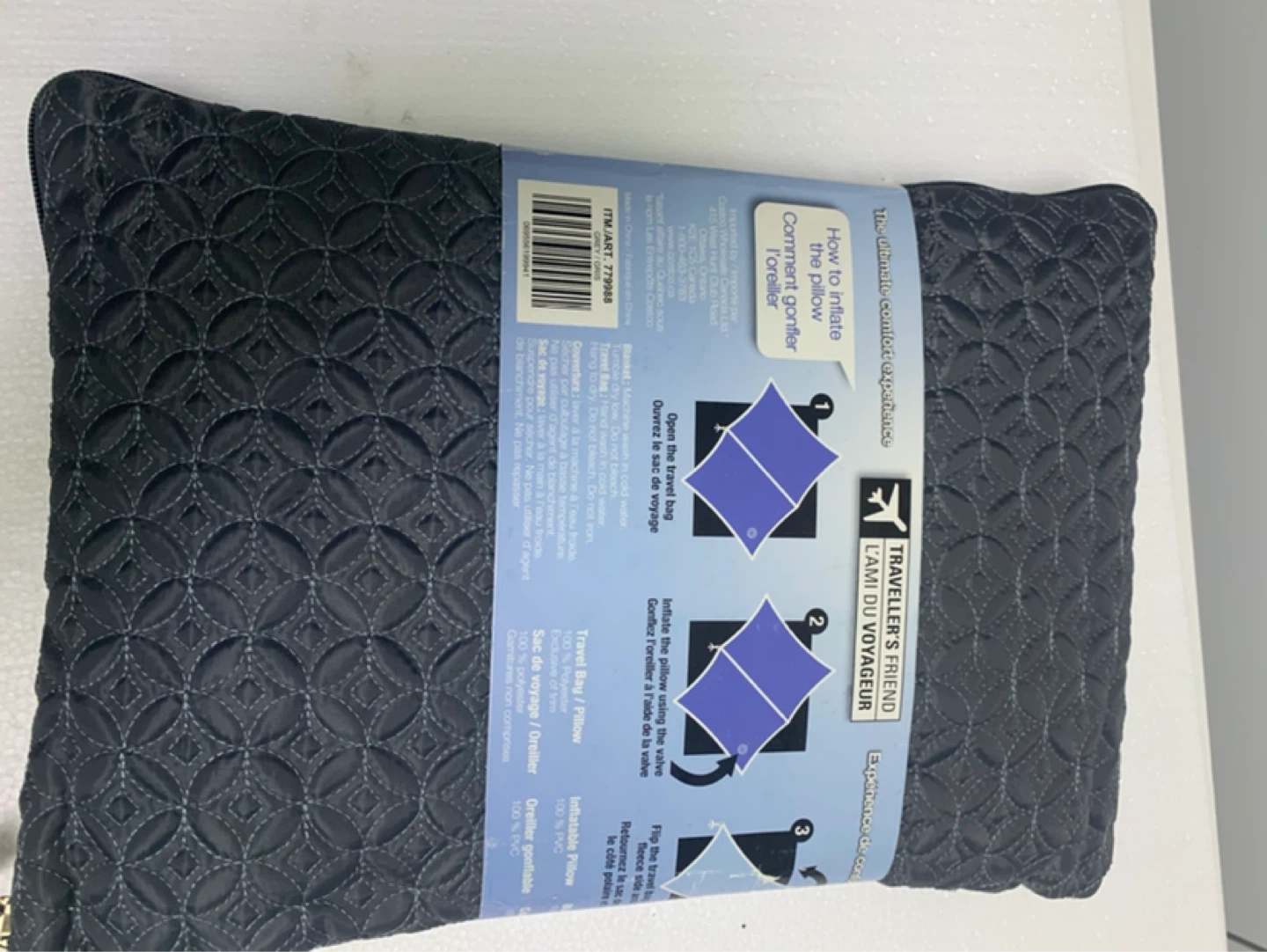 Traveller's Friend Inflatable Pillow - Grey