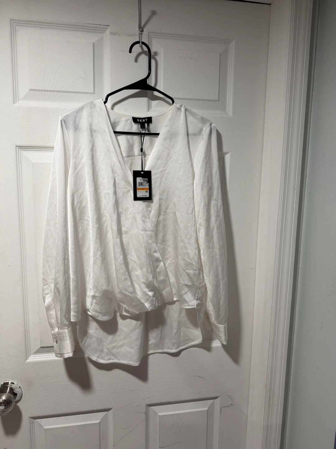 DKNY White Wrap Blouse Size S