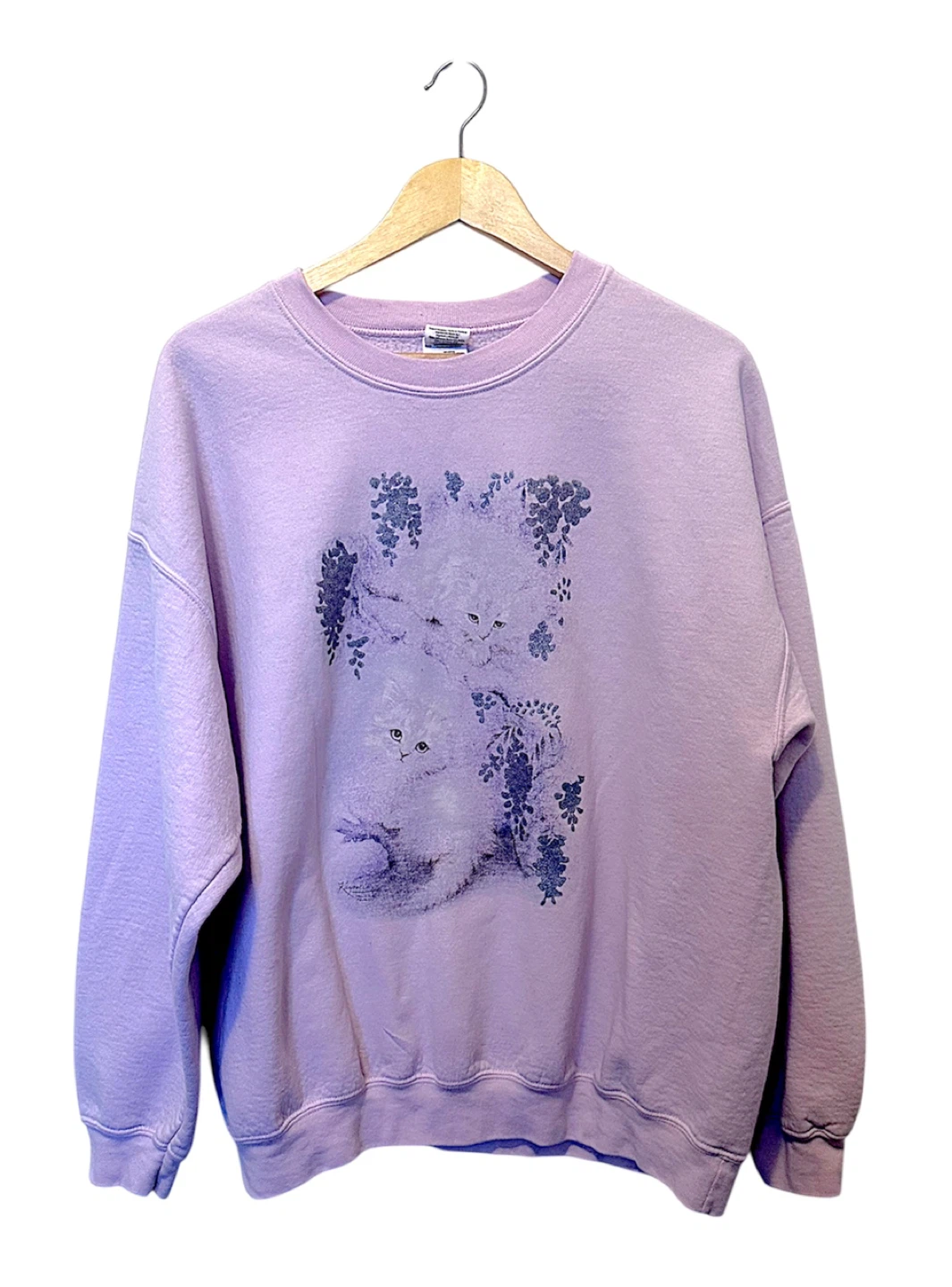 Vintage Sweater Cat Graphic Sweatshirt Pink Lilac Cozy