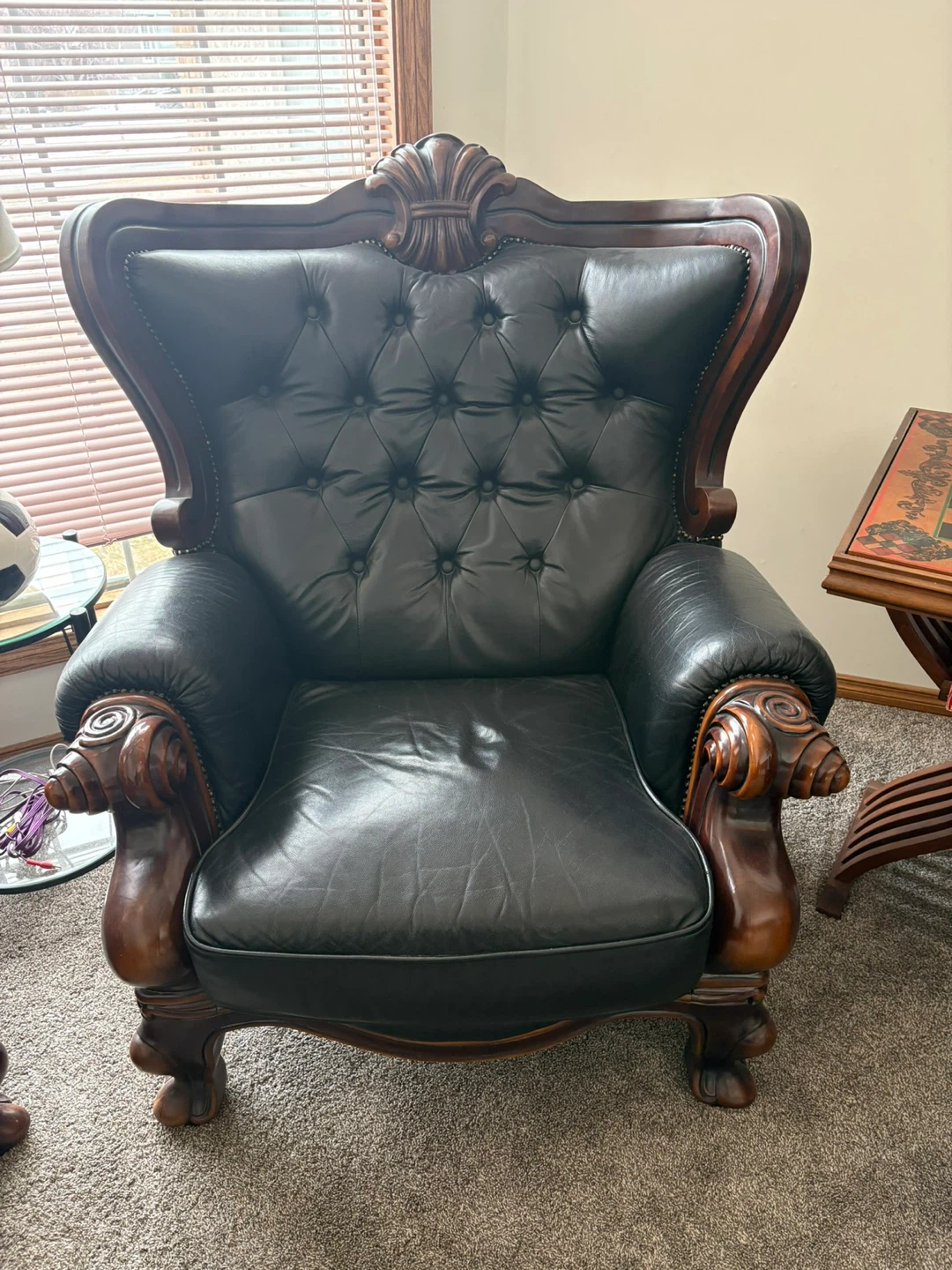 Vintage Liebett Chicago Black Leather Chesterfield Sofa Set - photo 2