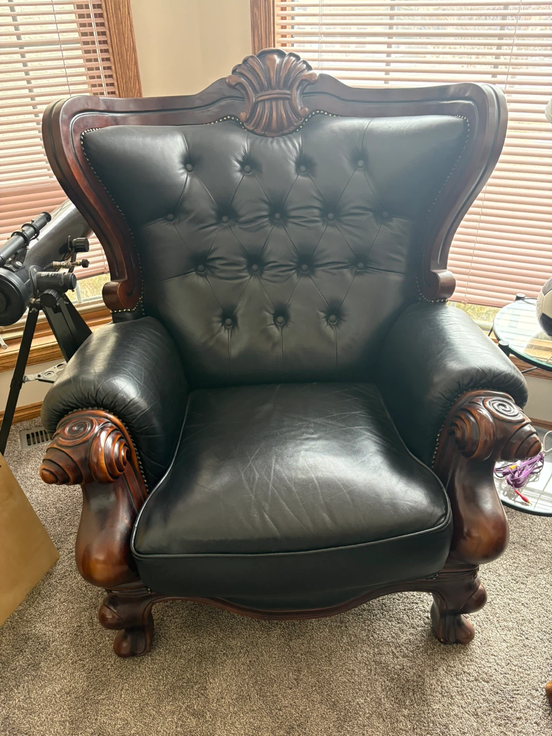 Vintage Liebett Chicago Black Leather Chesterfield Sofa Set - photo 3