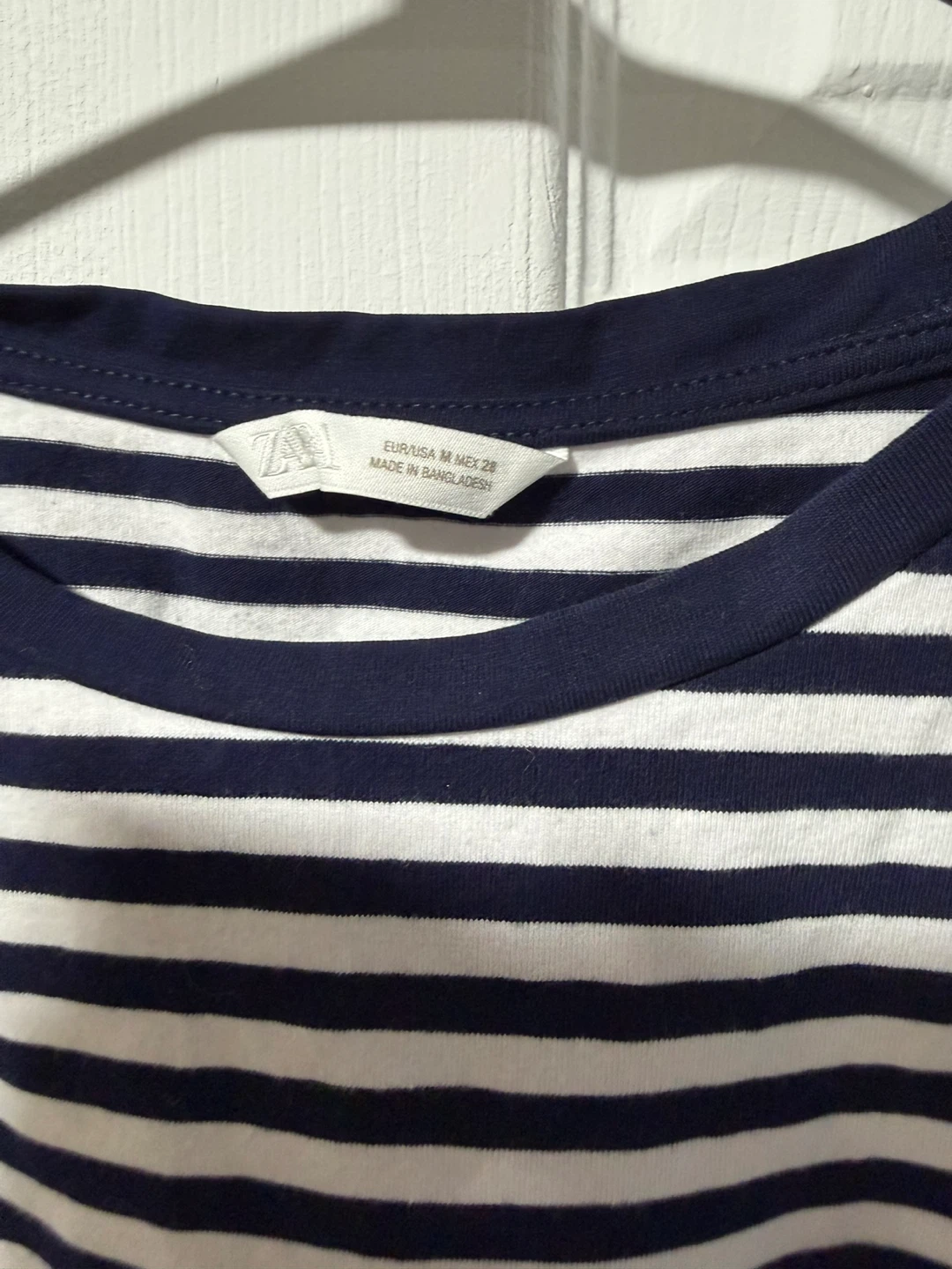 Zara Striped Cropped T-Shirt Size Medium - photo 2