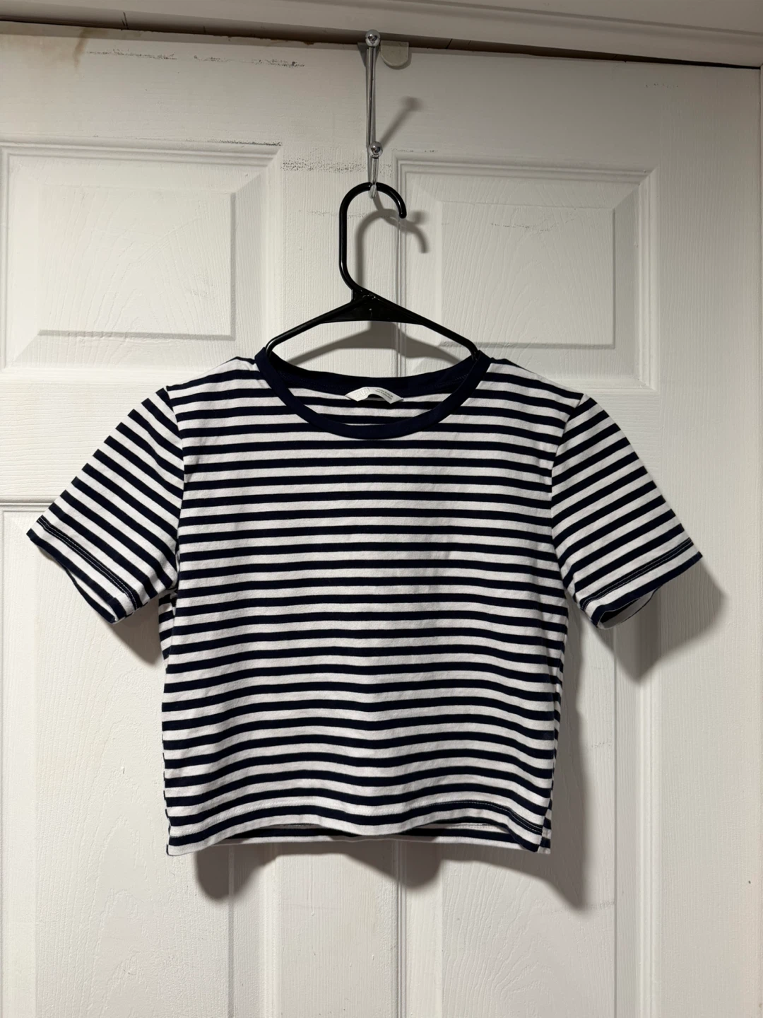 Zara Striped Cropped T-Shirt Size Medium