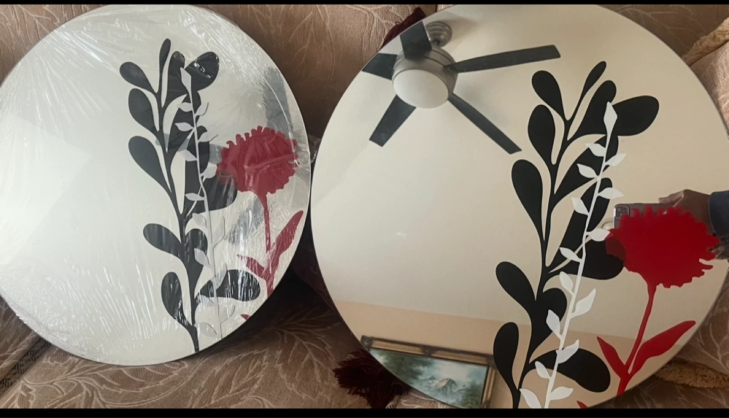 Decorative Round Mirror with Floral Design - photo 2