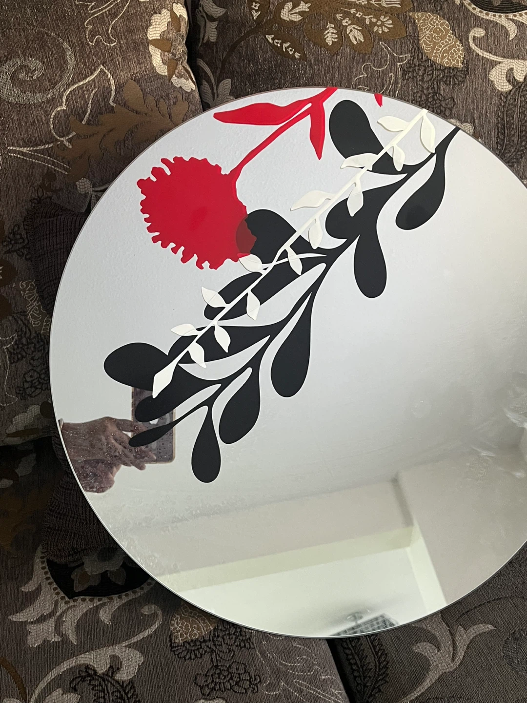 Decorative Round Mirror with Floral Design - photo 4