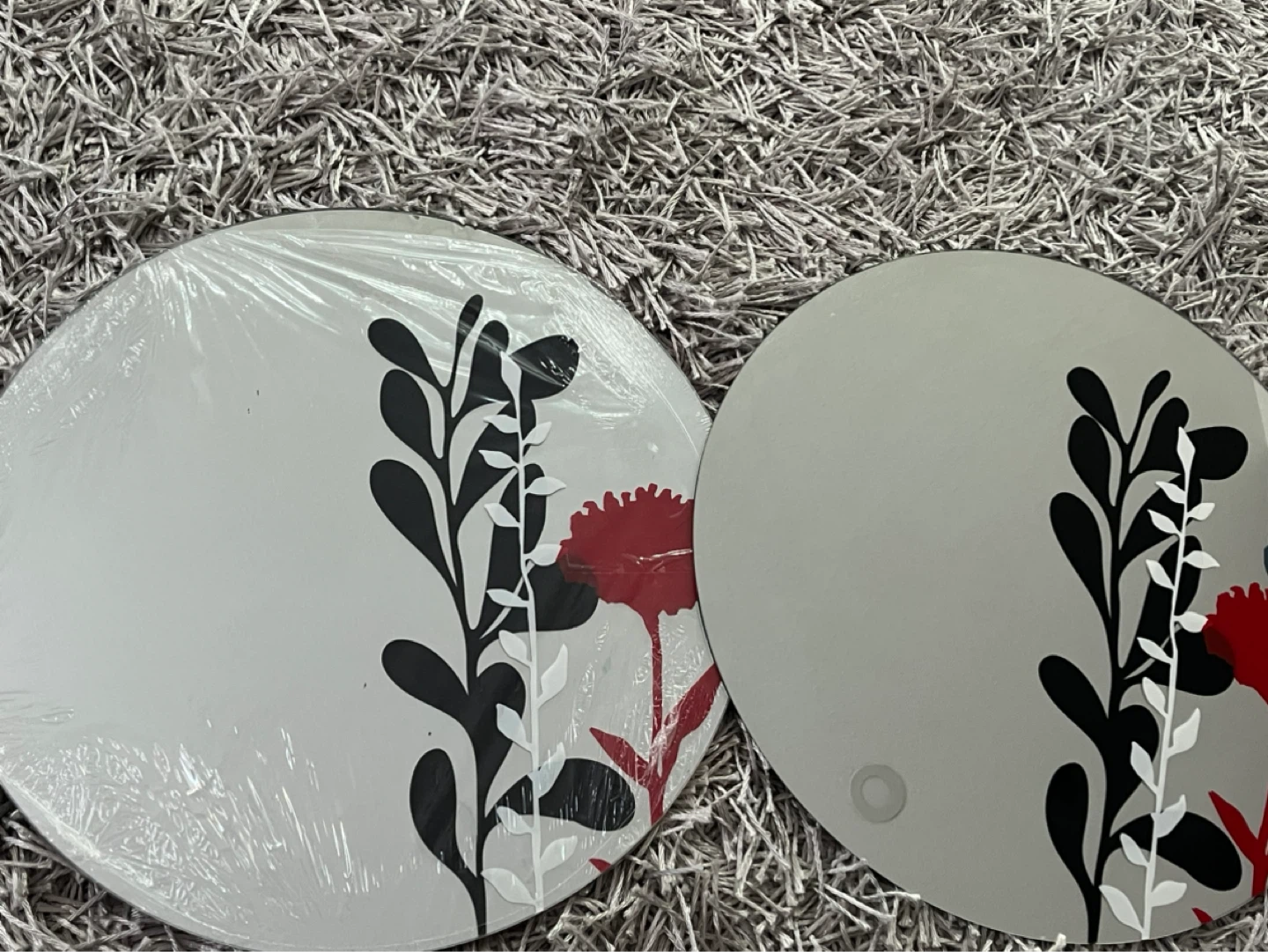 Decorative Round Mirror with Floral Design