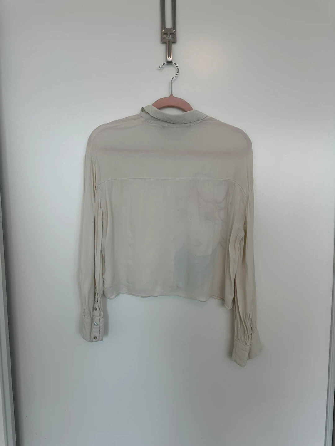 Zara Beige Graphic Print Button-Up Shirt - photo 3