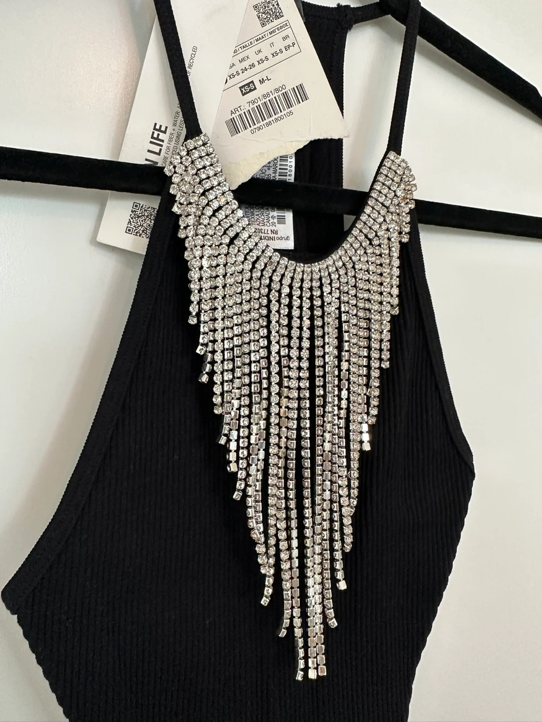 Black Rhinestone Fringe Tank Top - photo 2