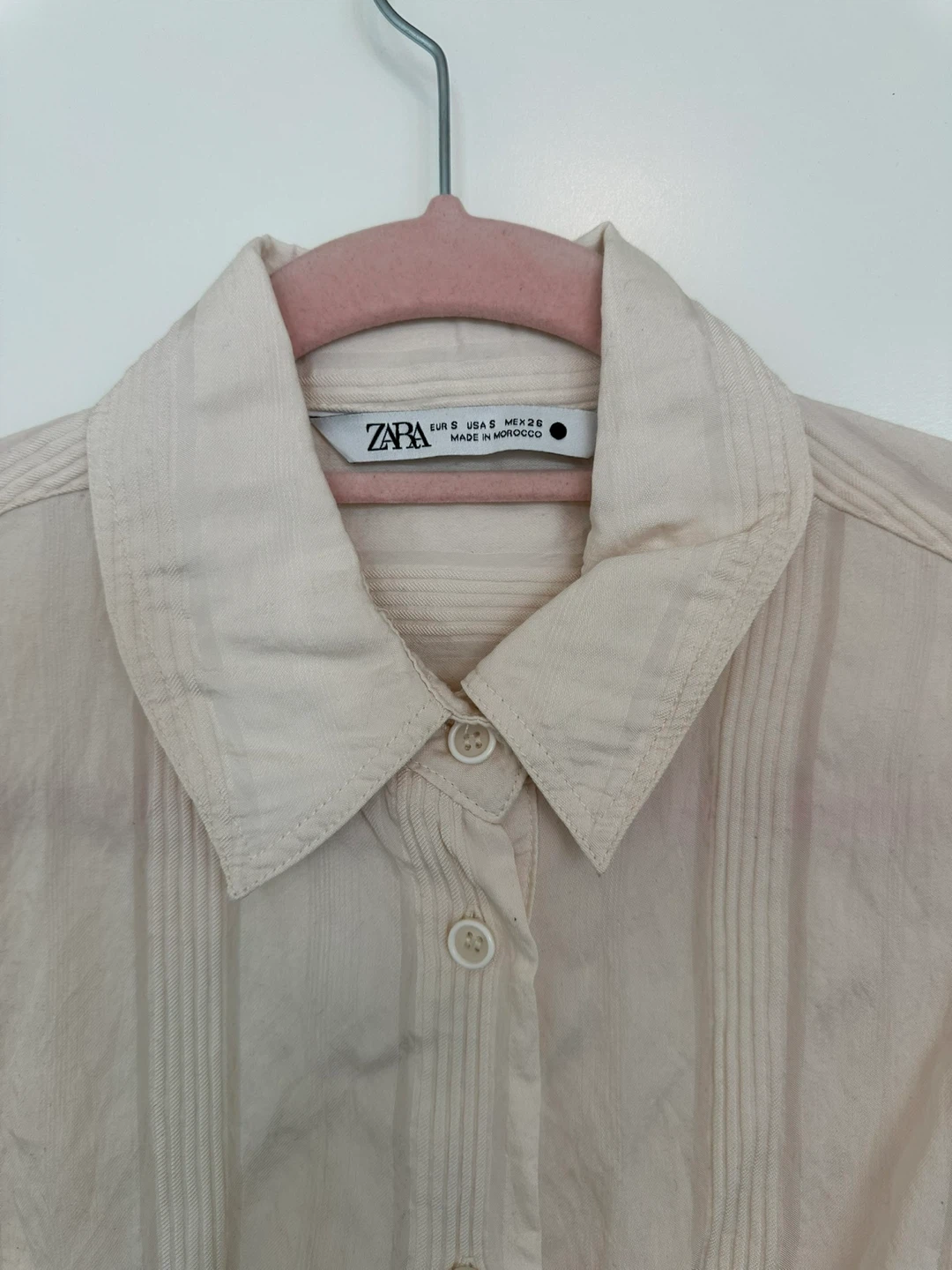 ZARA Cream Striped Button-Up Shirt - Size S - photo 2