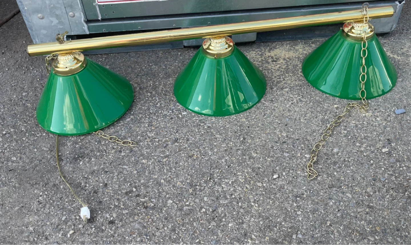 3-Light Green & Brass Billiard Fixture - photo 4