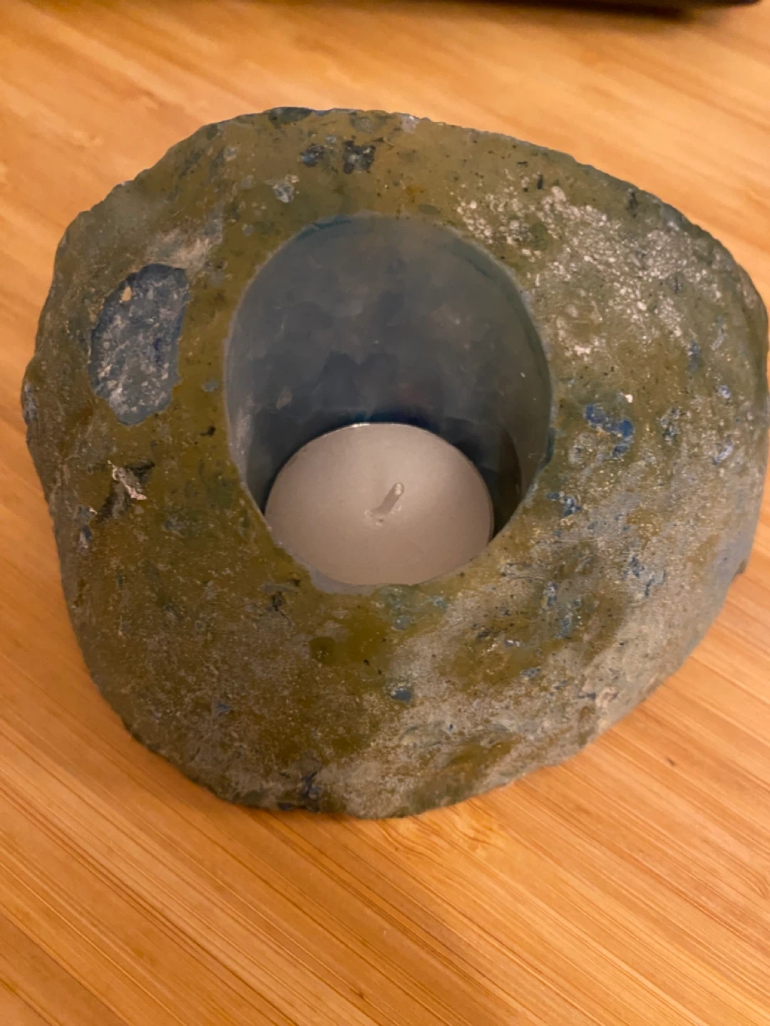 Blue Agate Slice Tealight Candle Holder - photo 4
