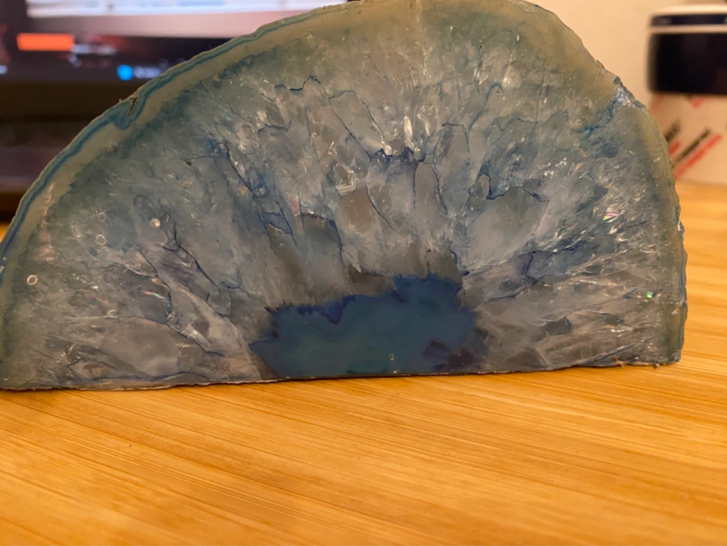 Blue Agate Slice Tealight Candle Holder - photo 2