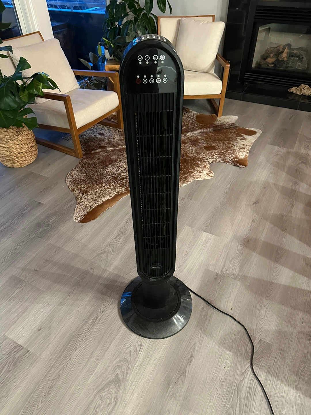 Black Tower Fan with Timer