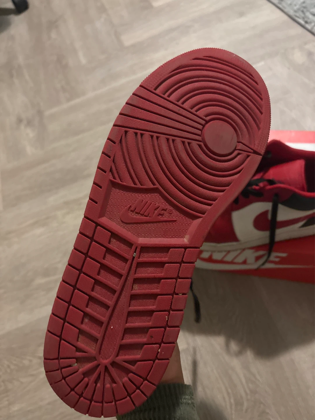 Air Jordan 1 Low Red Black White Sneakers US 11.5 - photo 4
