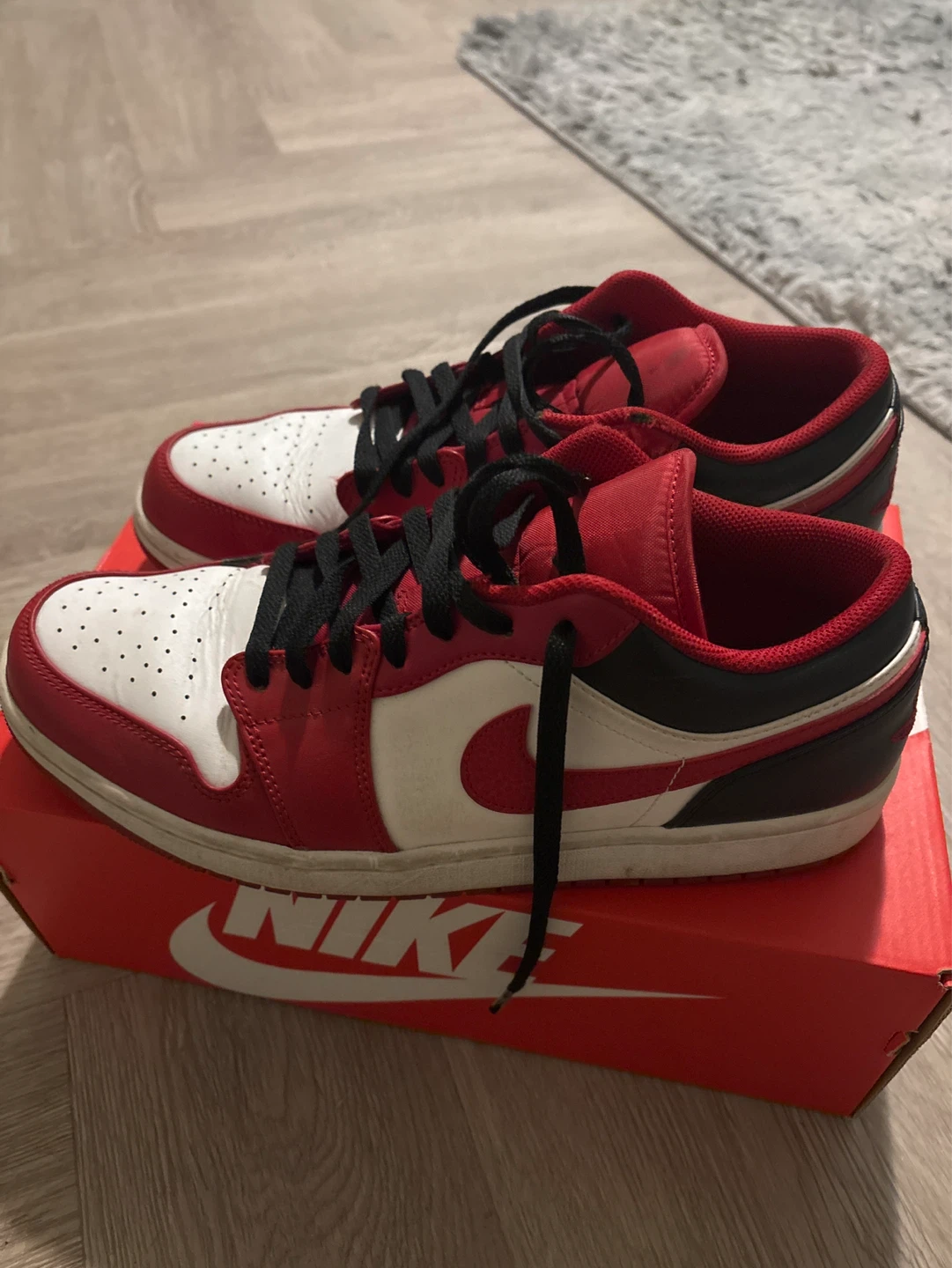 Air Jordan 1 Low Red Black White Sneakers US 11.5