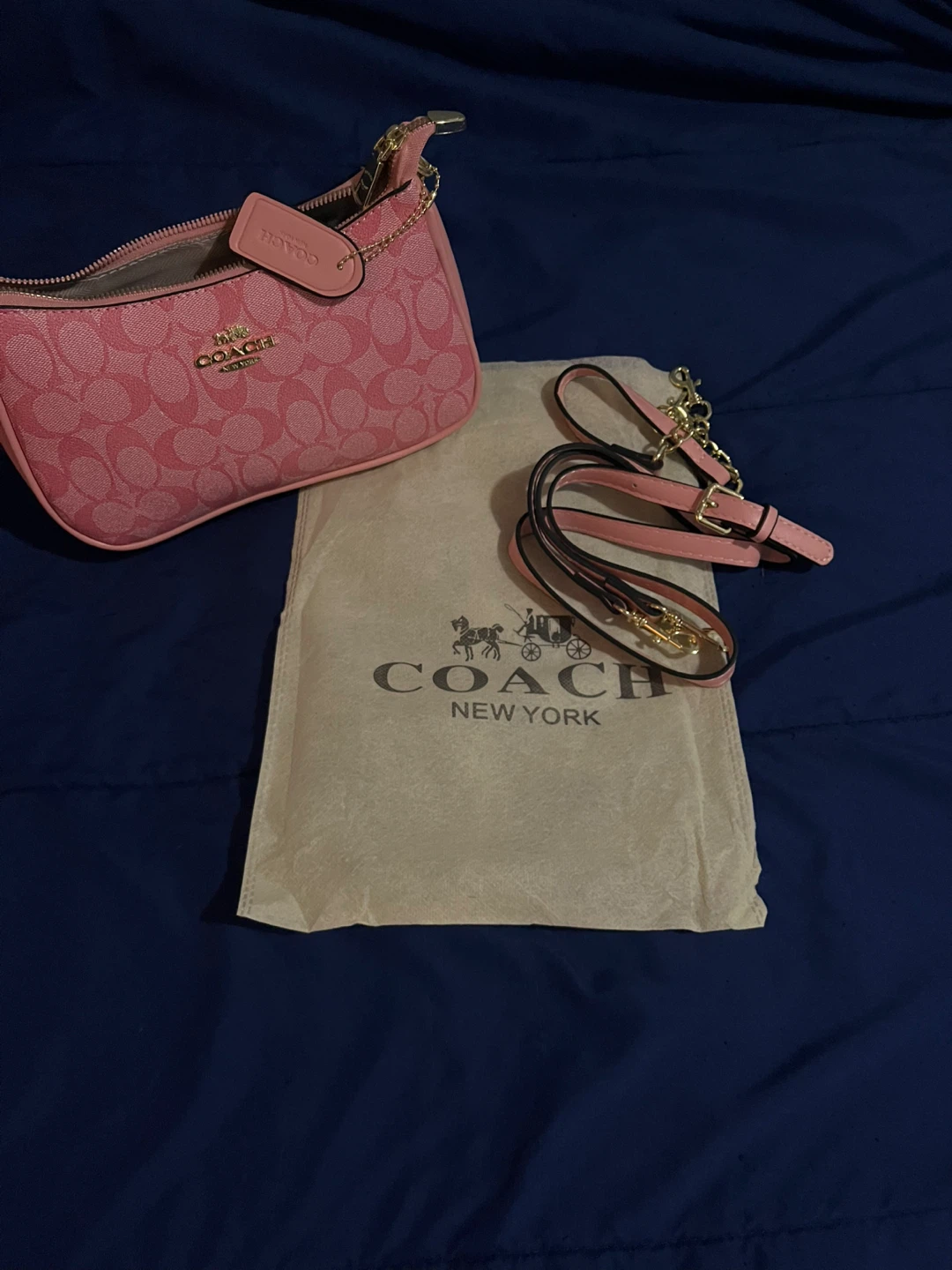Coach Pink Signature C Pattern Wristlet Bag