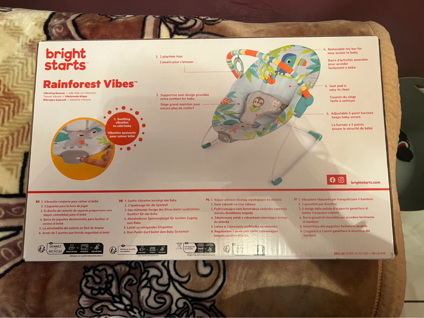 Bright Starts "Rainforest Vibes" Vibrating Bouncer - photo 2