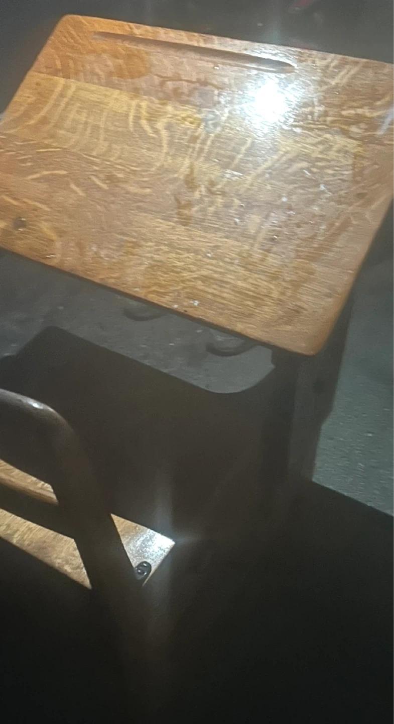 Antique Oak School Desk with Chair storage bottom - photo 4