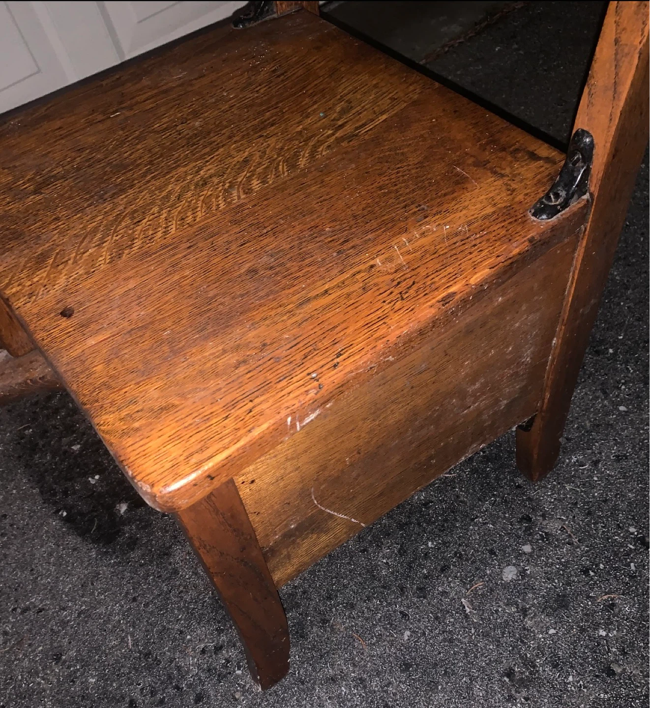 Antique Oak School Desk with Chair storage bottom - photo 3