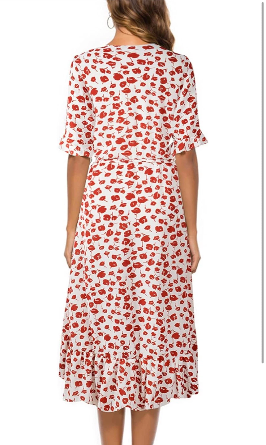 NEW Nantersan White Floral Chiffon Wrap Midi Dress – Size M 🌸 - photo 3
