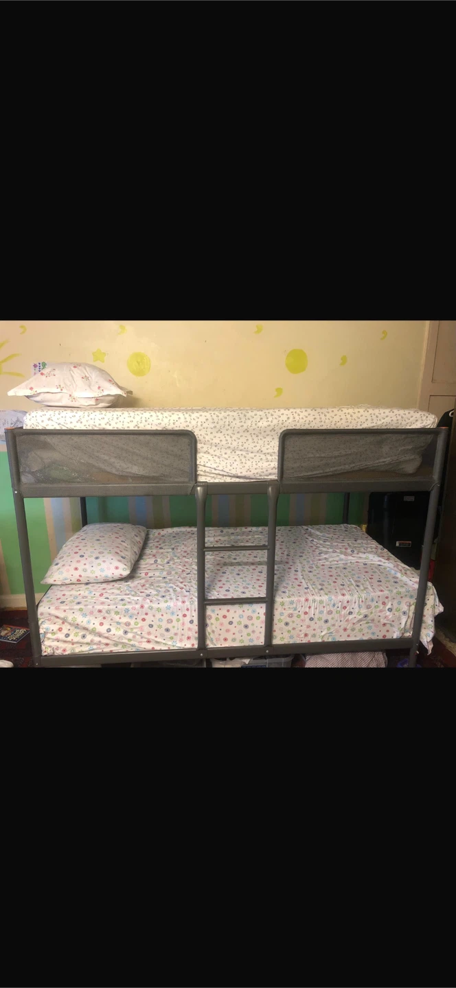 Metal Twin Bunk Bed Frame and mattresses
