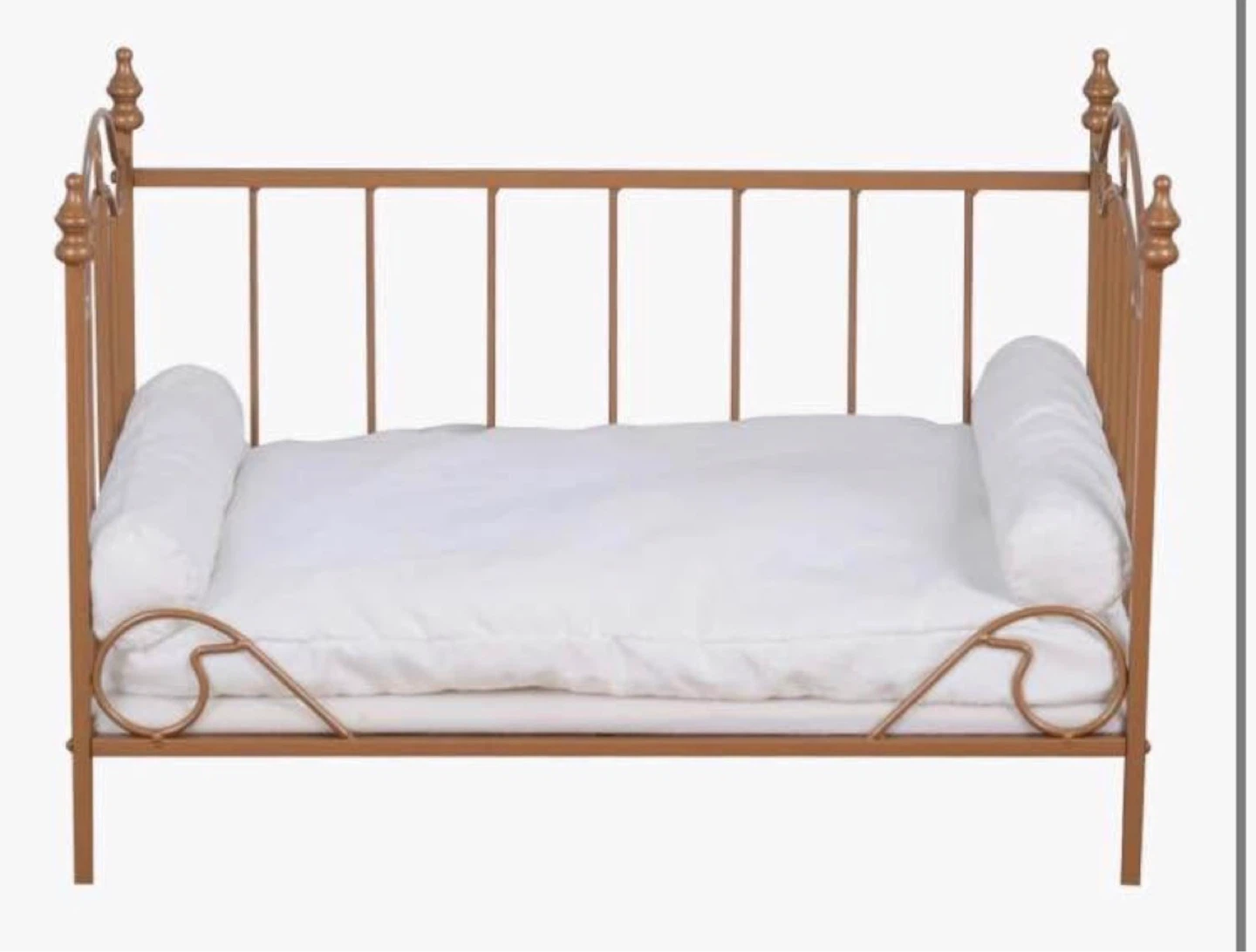 Gold Metal Pet Bed with White Cushion - photo 5