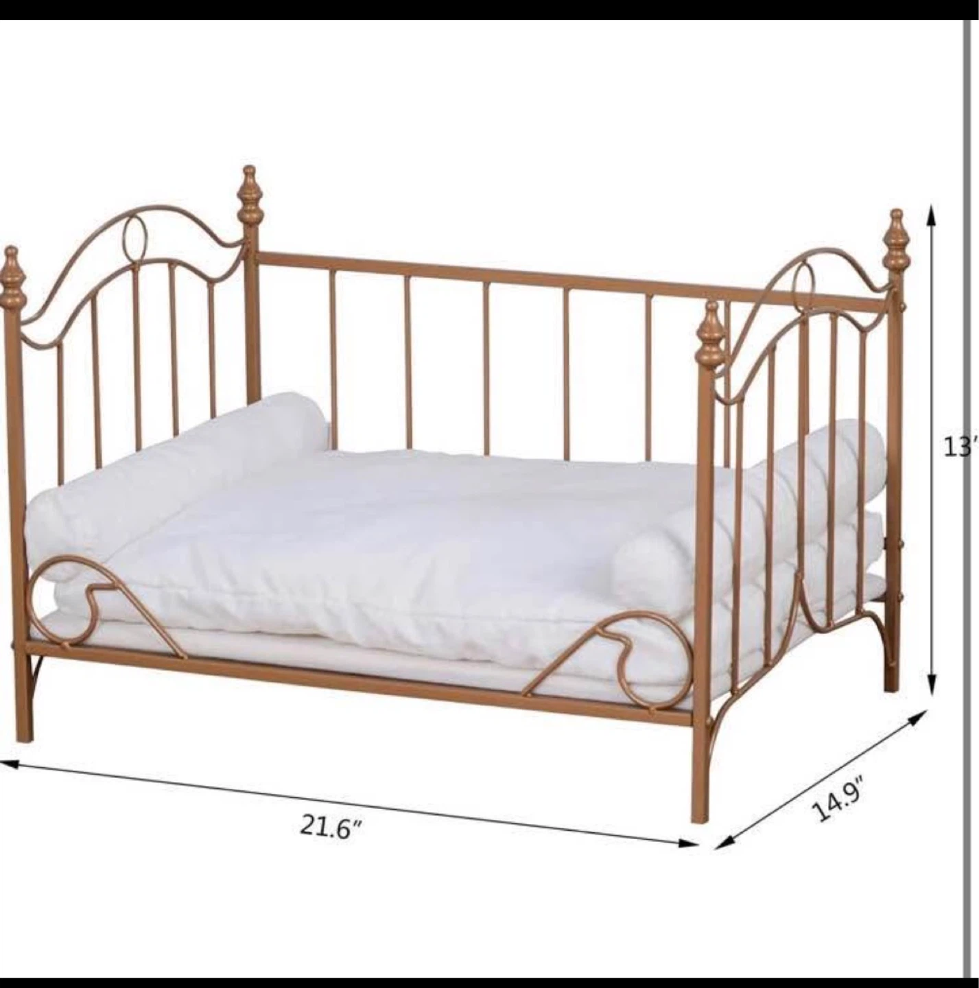 Gold Metal Pet Bed with White Cushion - photo 3