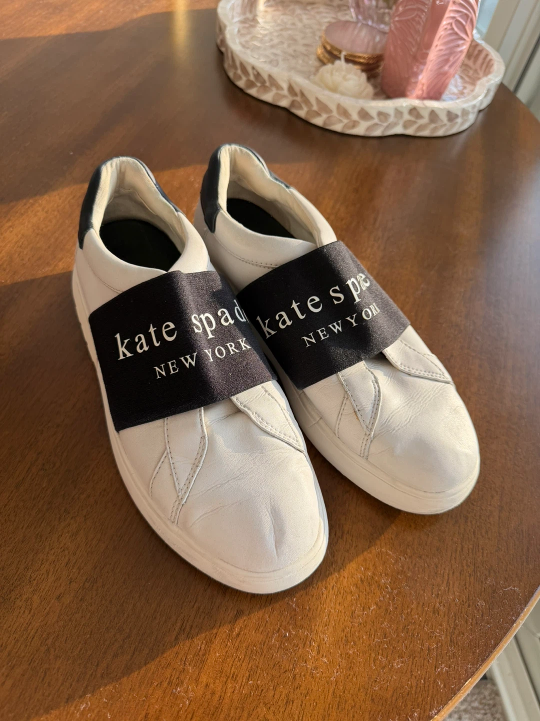 Kate Spade New York Slip-On Sneakers White Black Size 7
