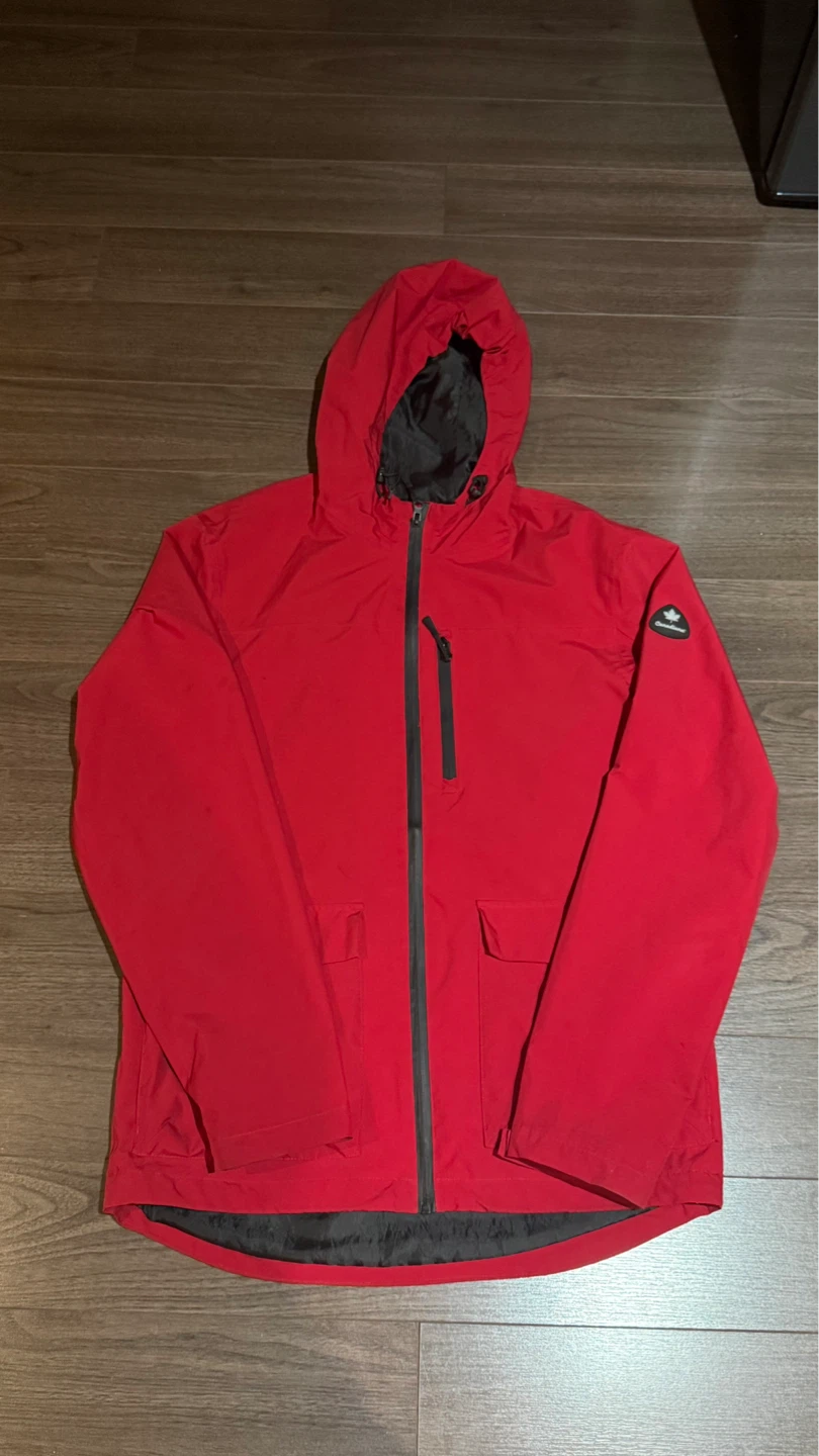 Small Canadiana Red Hooded Windbreaker Jacket