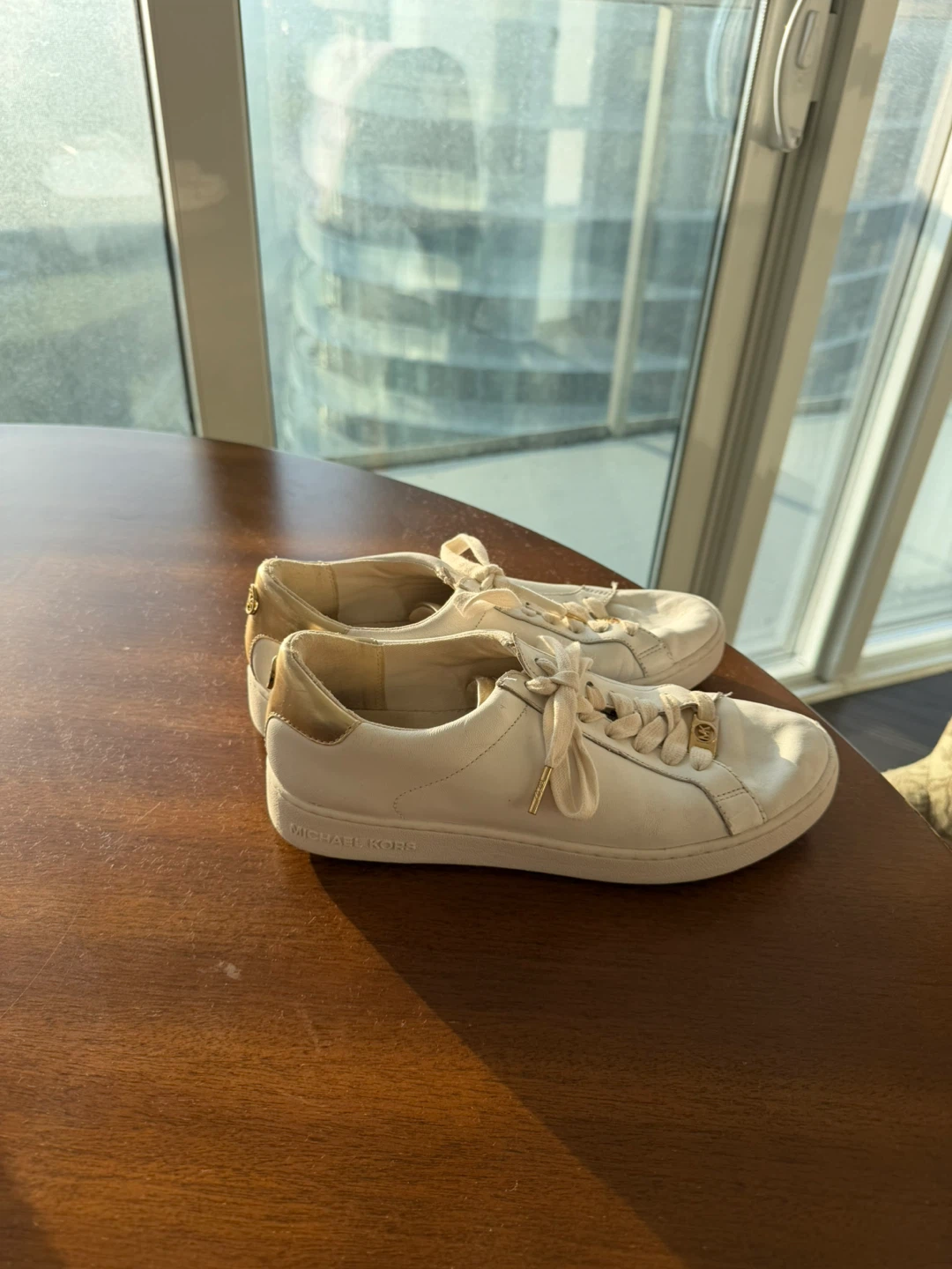 Michael Kors White Leather Gold Accents Sneakers - photo 2