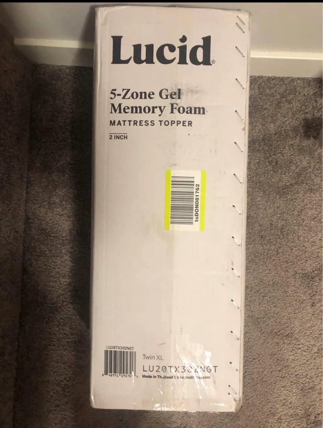 Lucid 5-Zone Gel Memory Foam Mattress Topper - 2 Inch
