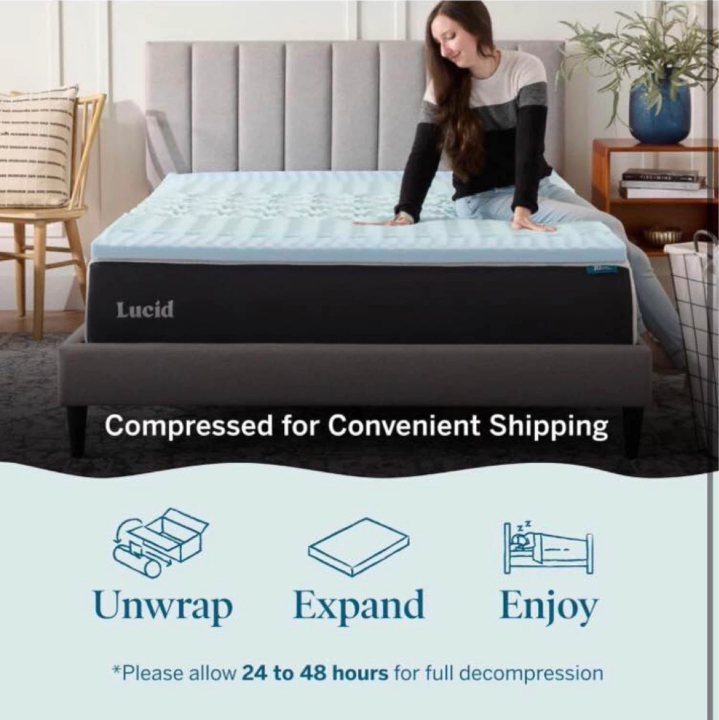 Lucid 5-Zone Gel Memory Foam Mattress Topper - 2 Inch - photo 5