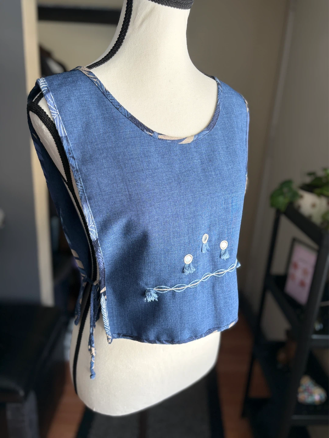 Tobi Blue Denim-Look Sleeveless Top - photo 3