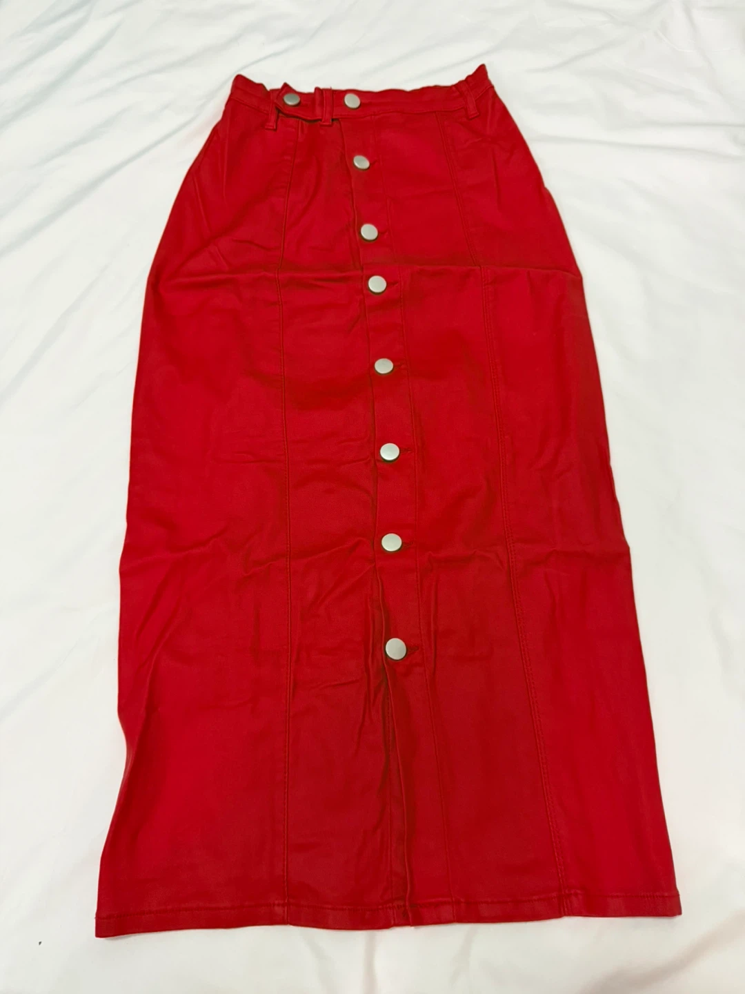 Red Button Front Maxi Skirt - photo 2