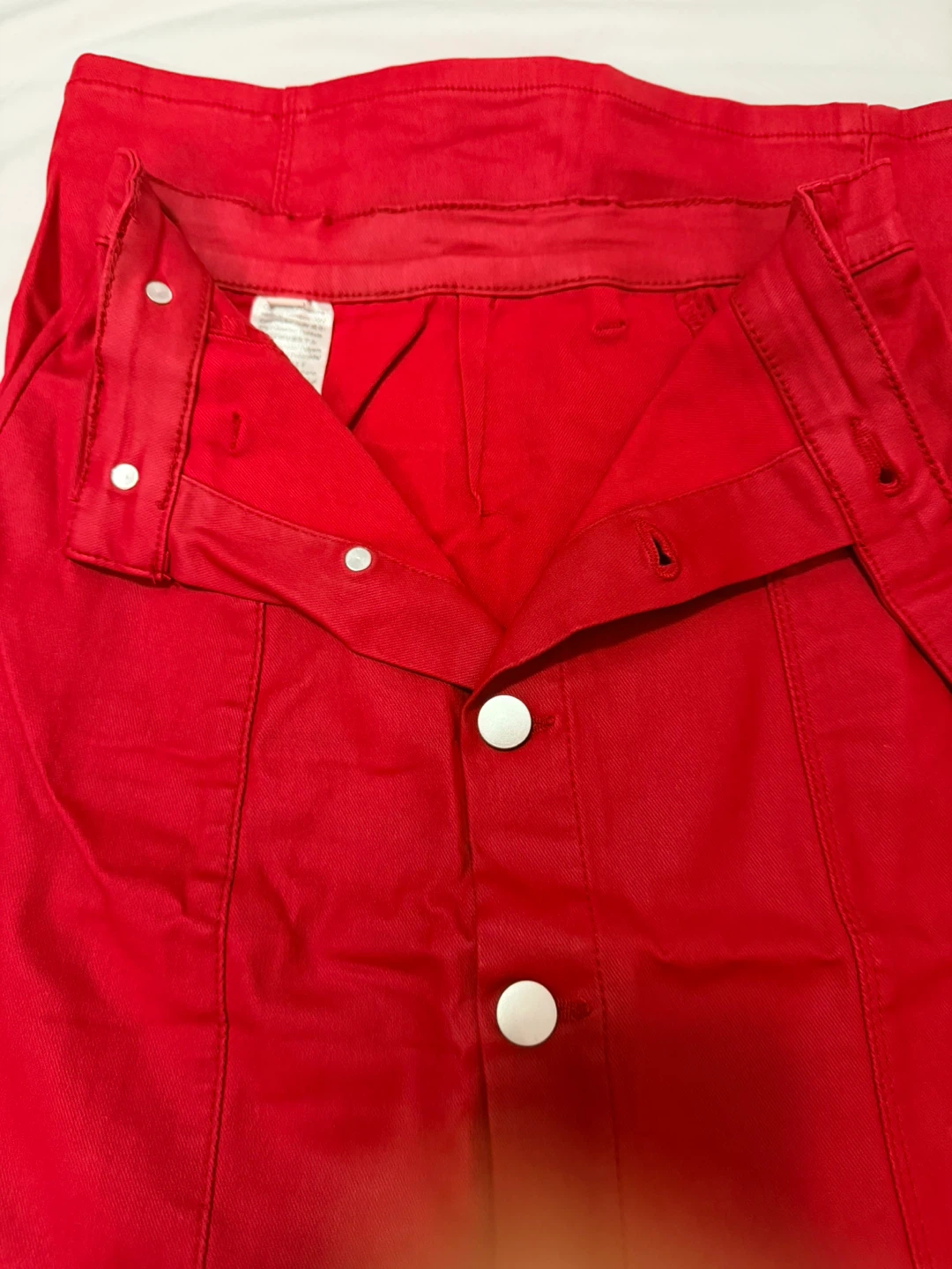 Red Button Front Maxi Skirt