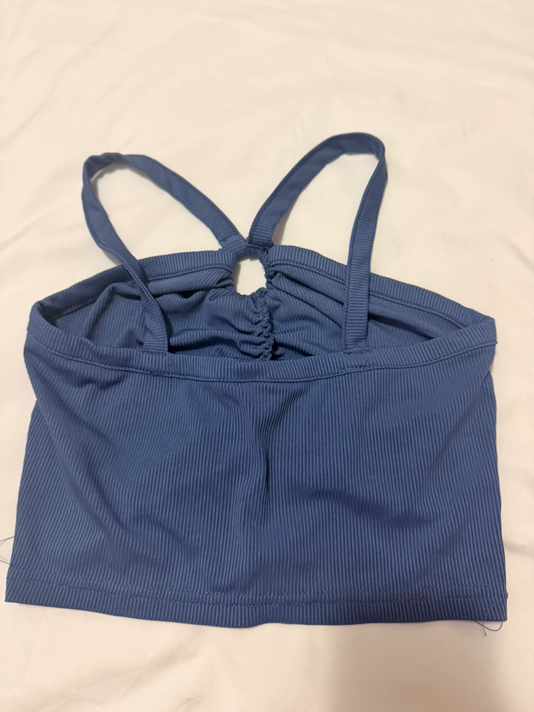 Blue Ruched Halter Crop Top - photo 2