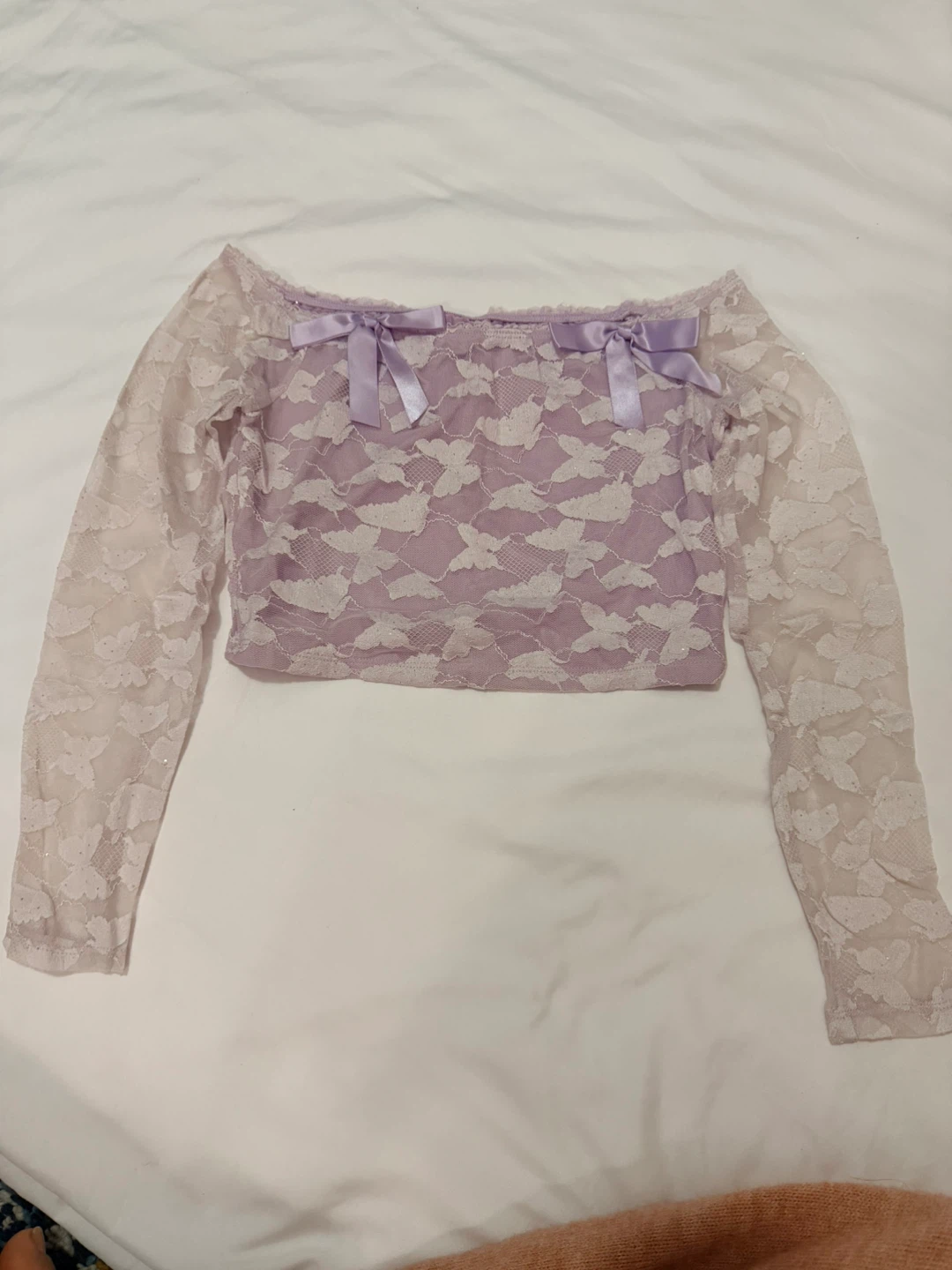 Lilac Lace Butterfly Crop Top - photo 2