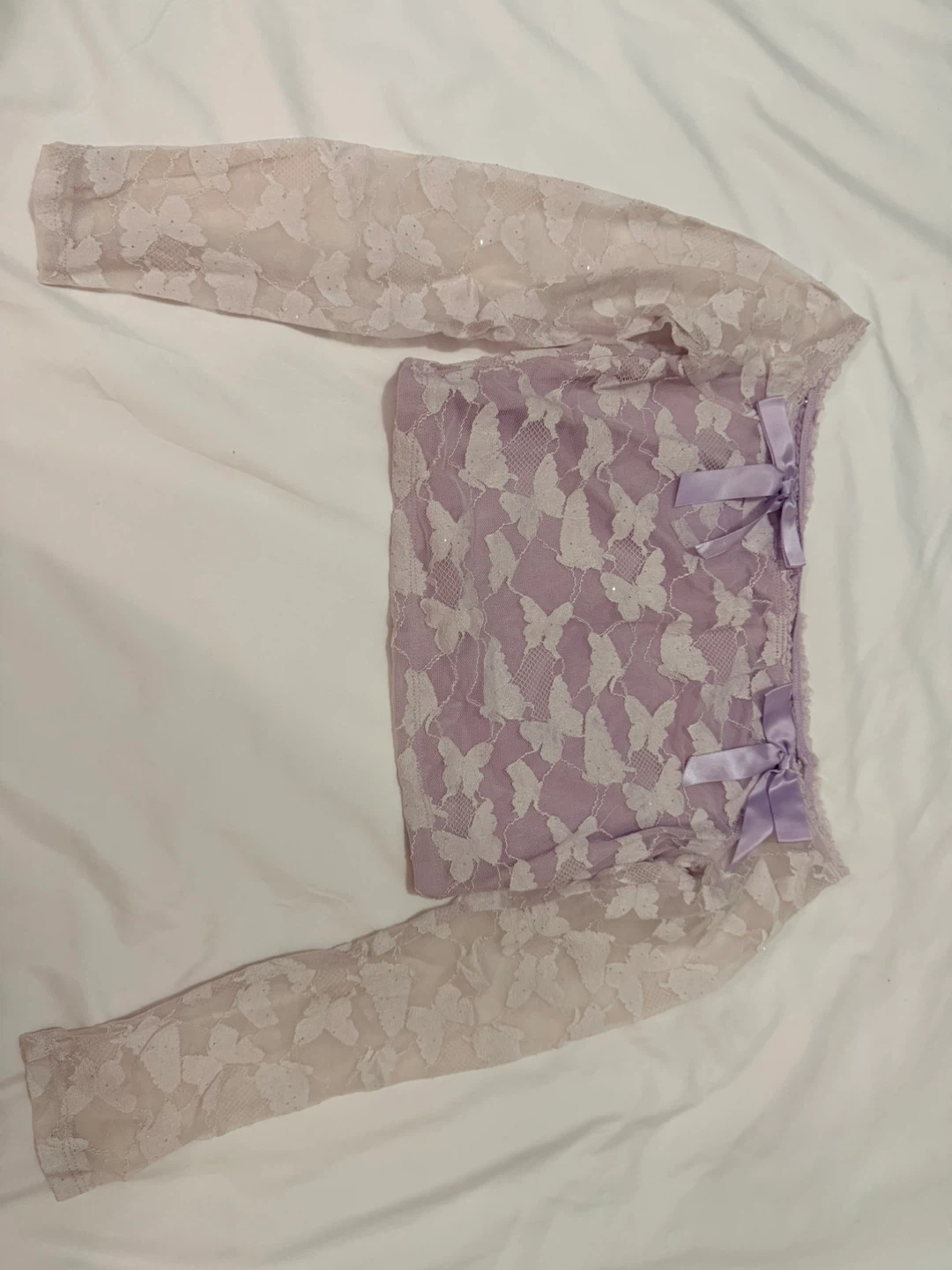 Lilac Lace Butterfly Crop Top