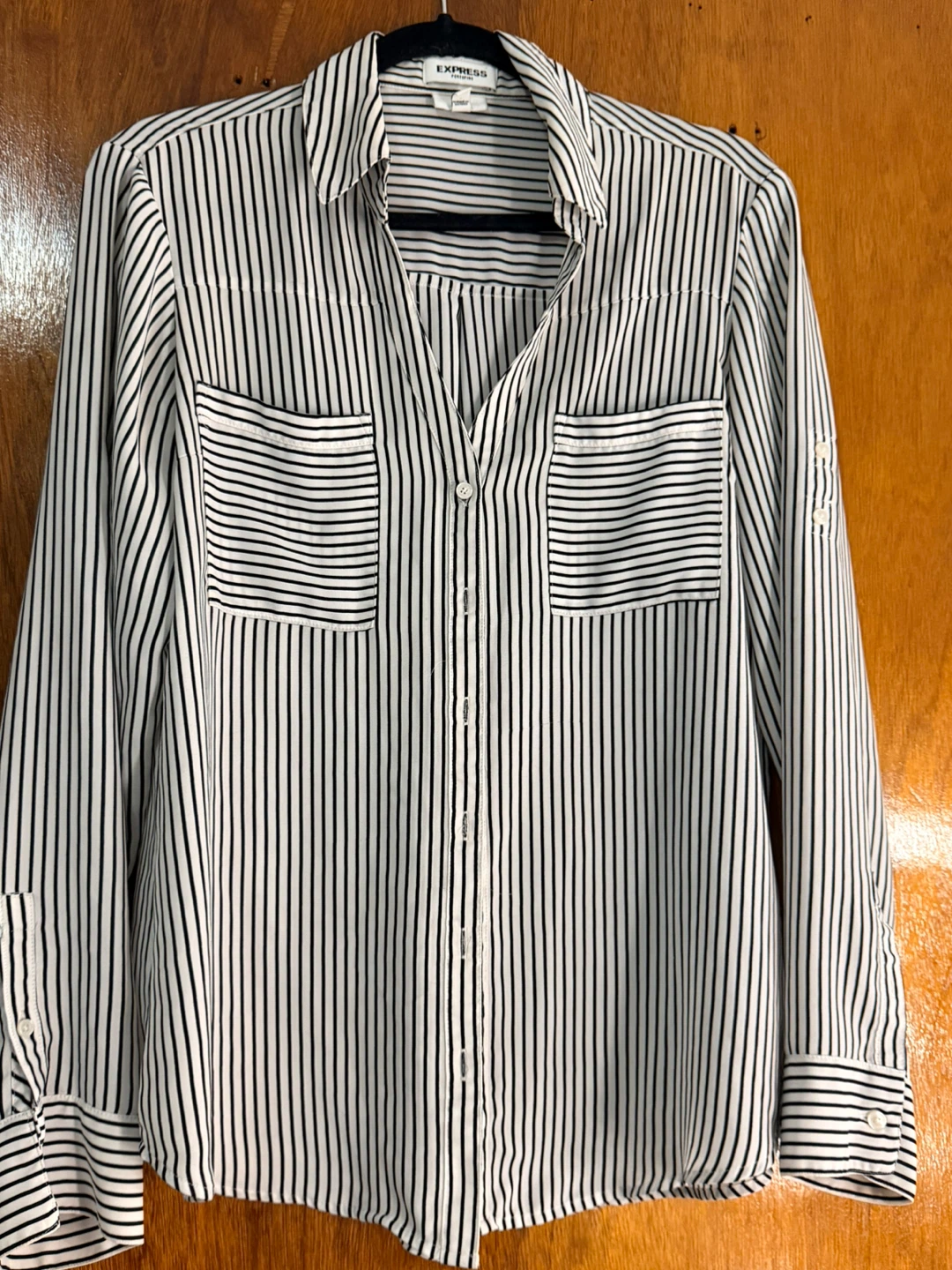 Express Striped Long Sleeve Button-Up Shirt
