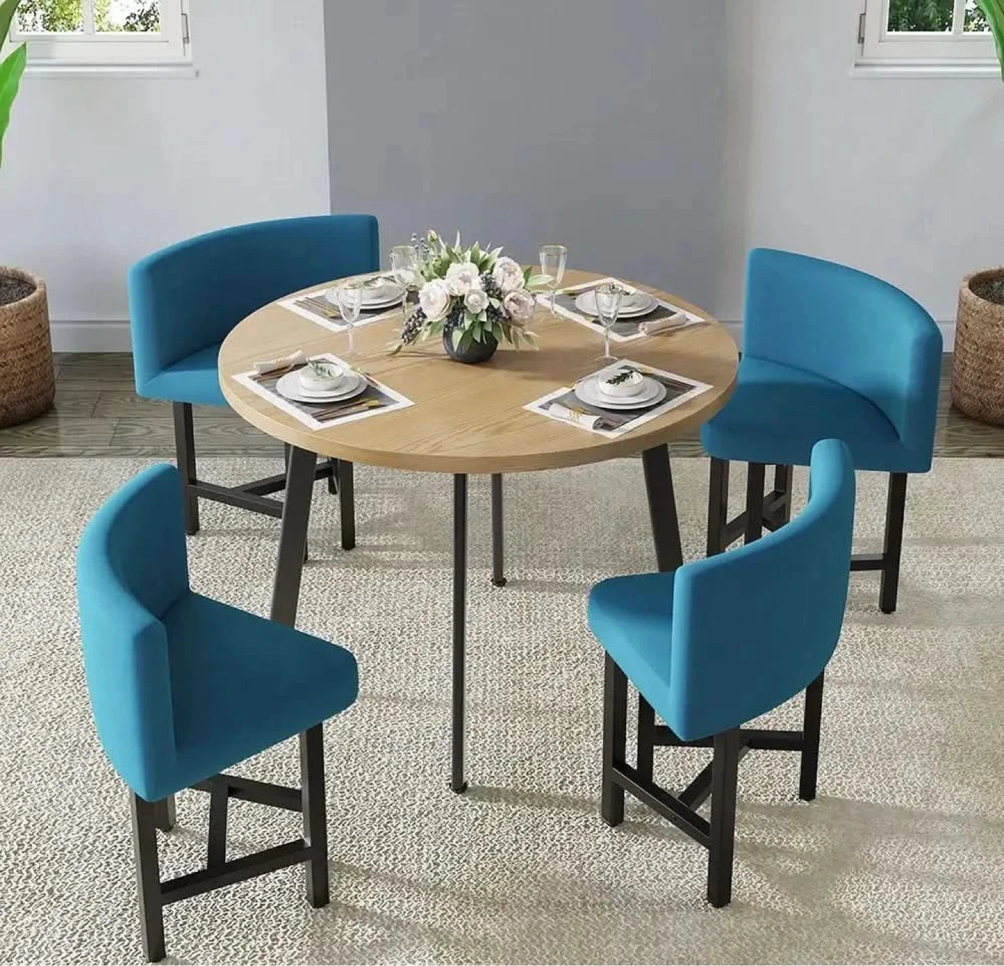 Set of 4 - Teal Velvet Chairs- New never used