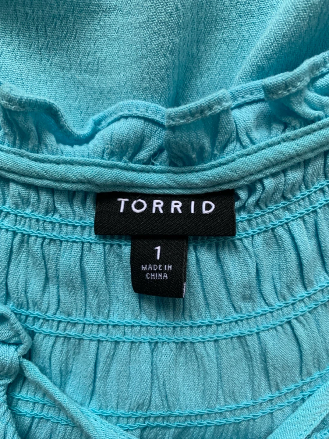 Torrid Blue Smocked Neck Shirt - Size 1 - photo 3