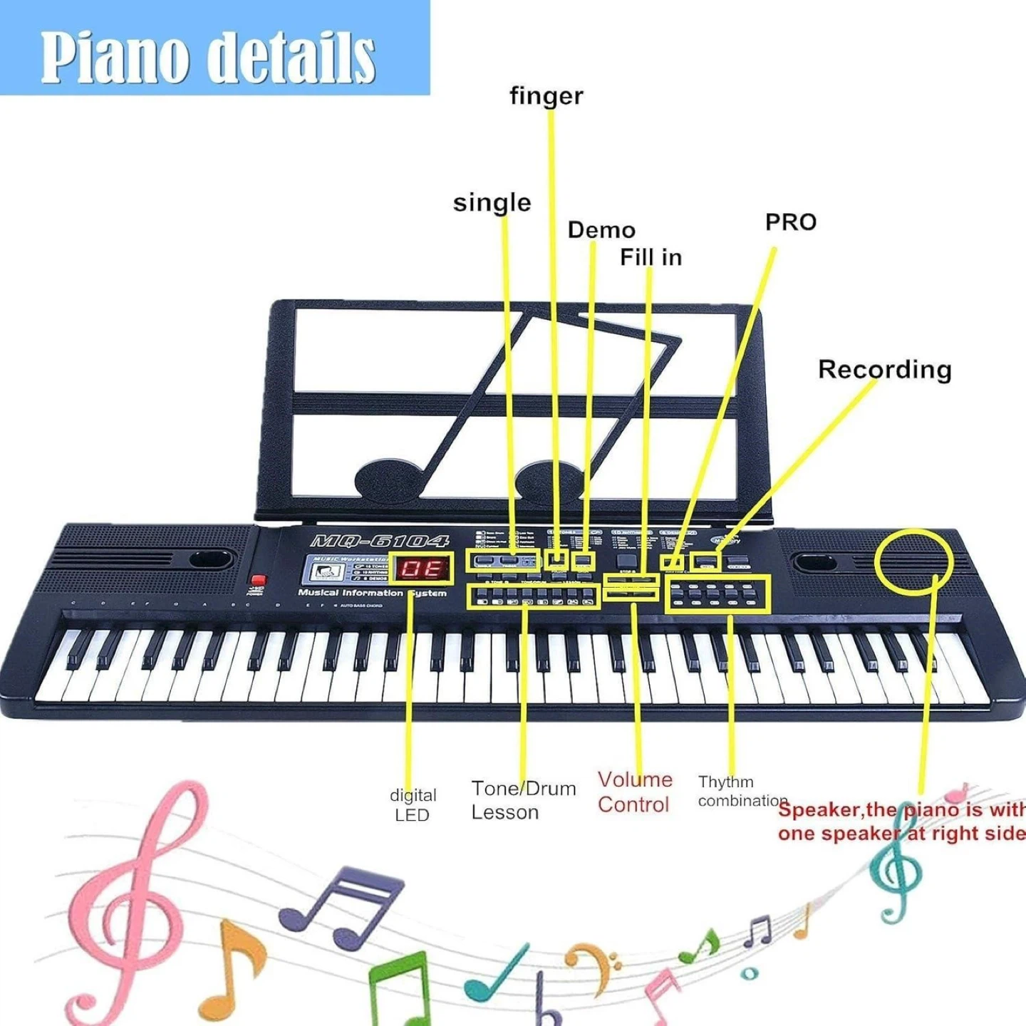 MQ-6104 Electronic Keyboard with Microphone - photo 2